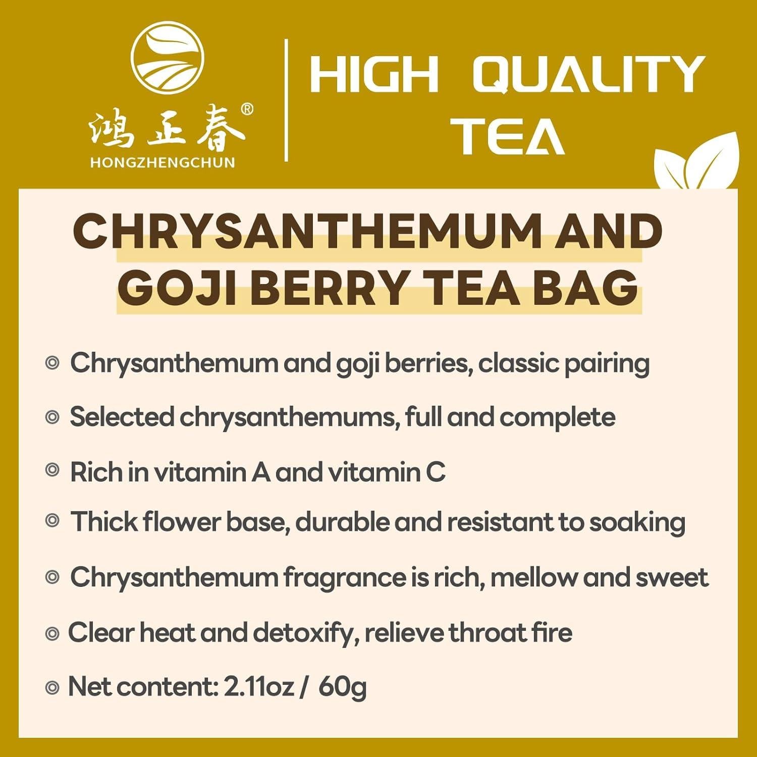 Té de Crisantemo y Baya de Goji HONGZHENGCHUN 60g - 30 Bolsitas