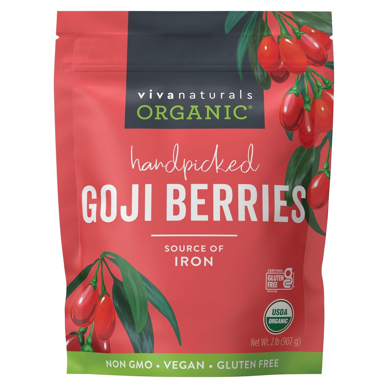 Berries de Goji Orgánicas Viva Naturals 0.91 kg Sin GMO