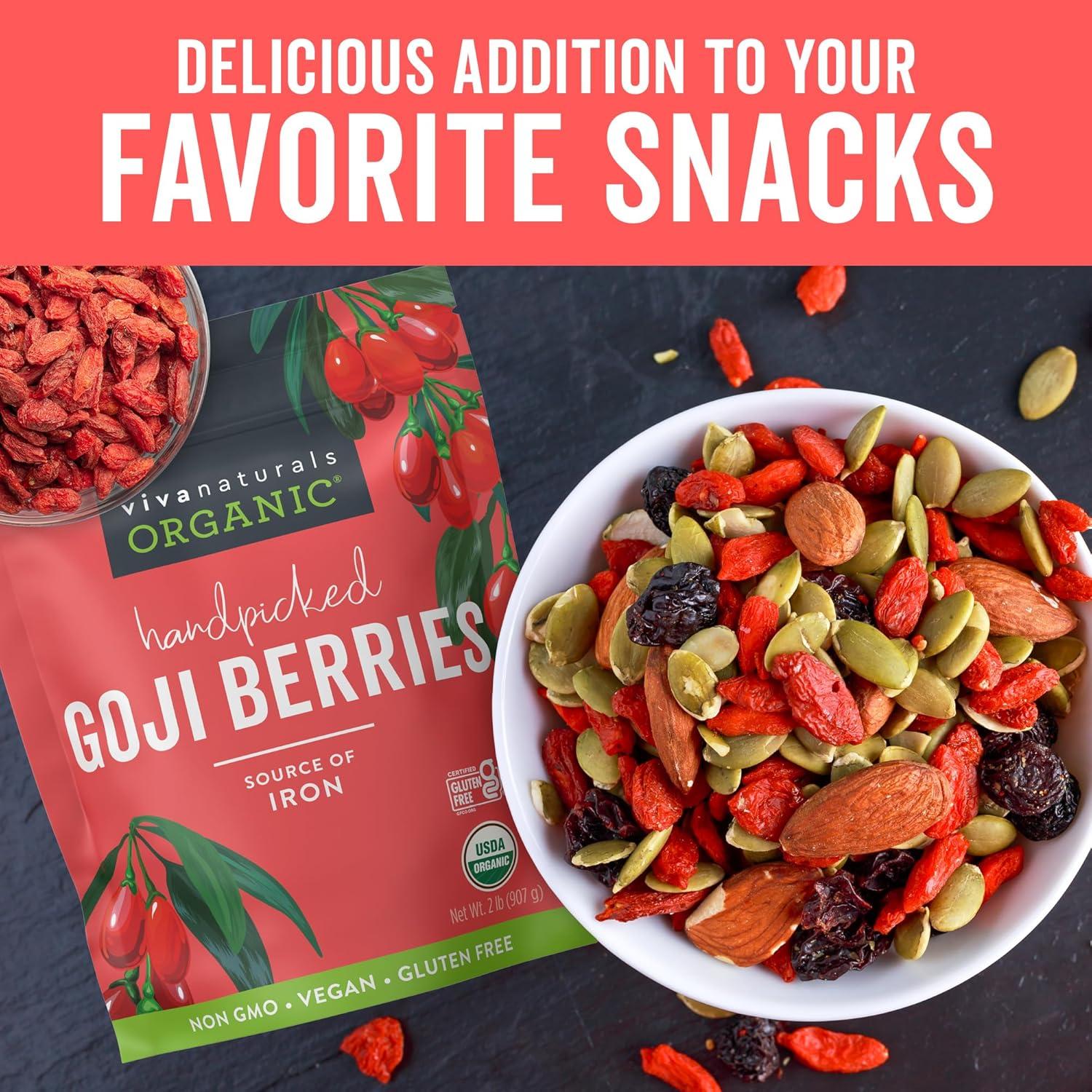 Berries de Goji Orgánicas Viva Naturals 0.91 kg Sin GMO