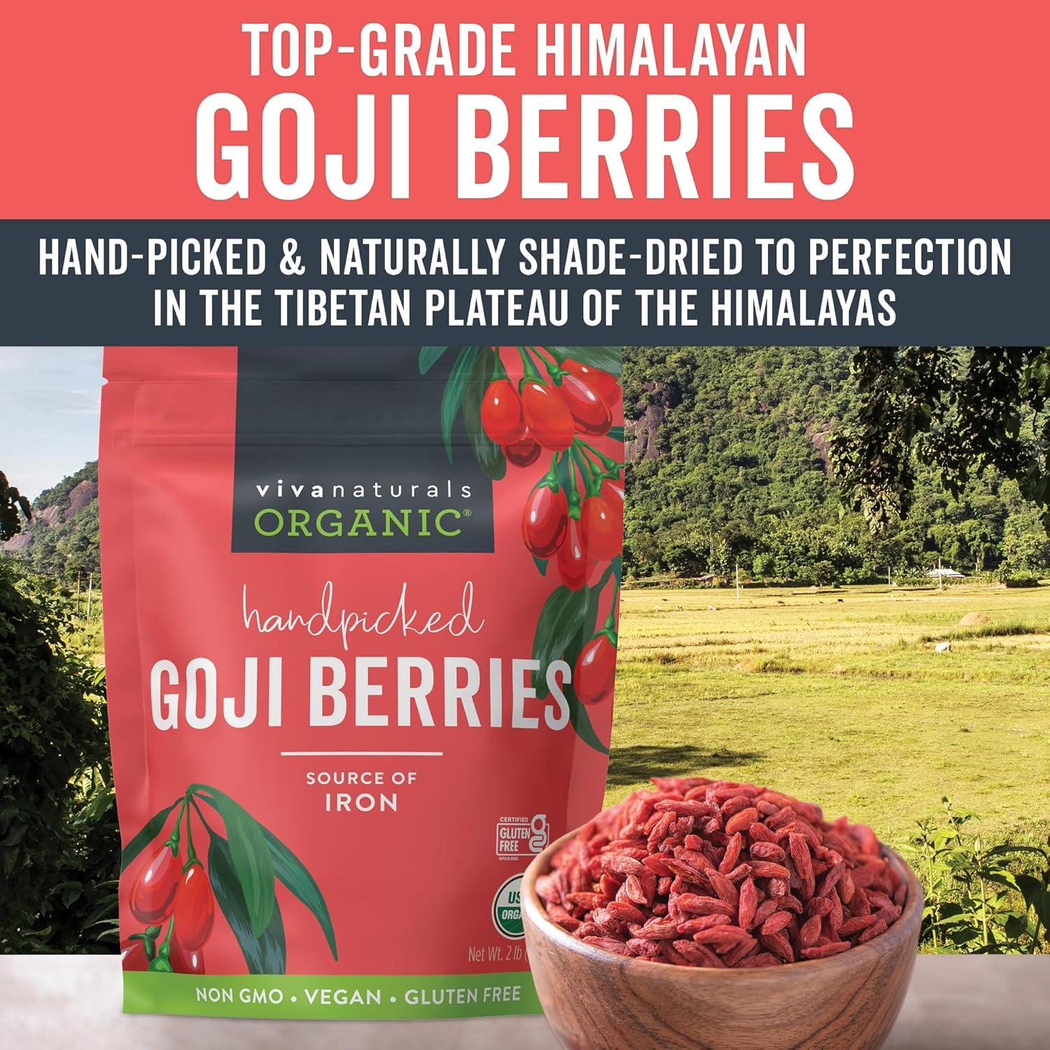 Berries de Goji Orgánicas Viva Naturals 0.91 kg Sin GMO