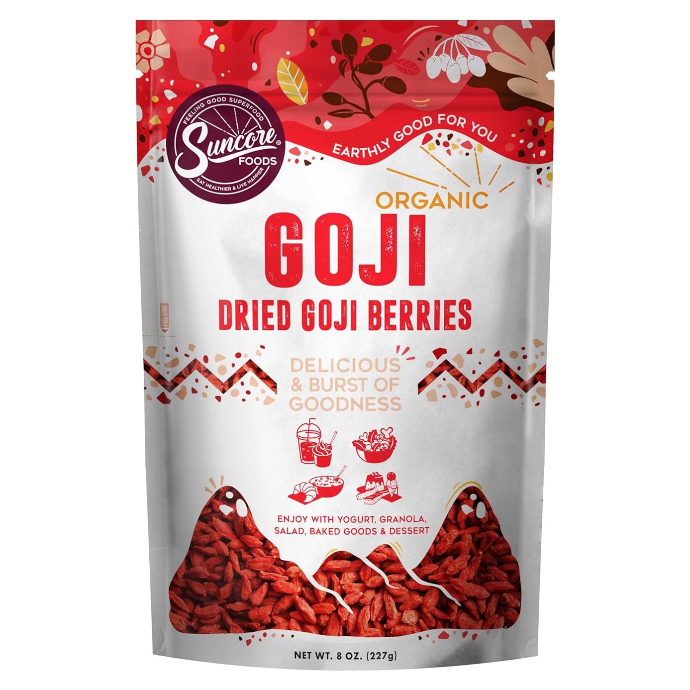 Berries de Goji Secas Suncore Foods 227g Orgánicas Sin Gluten