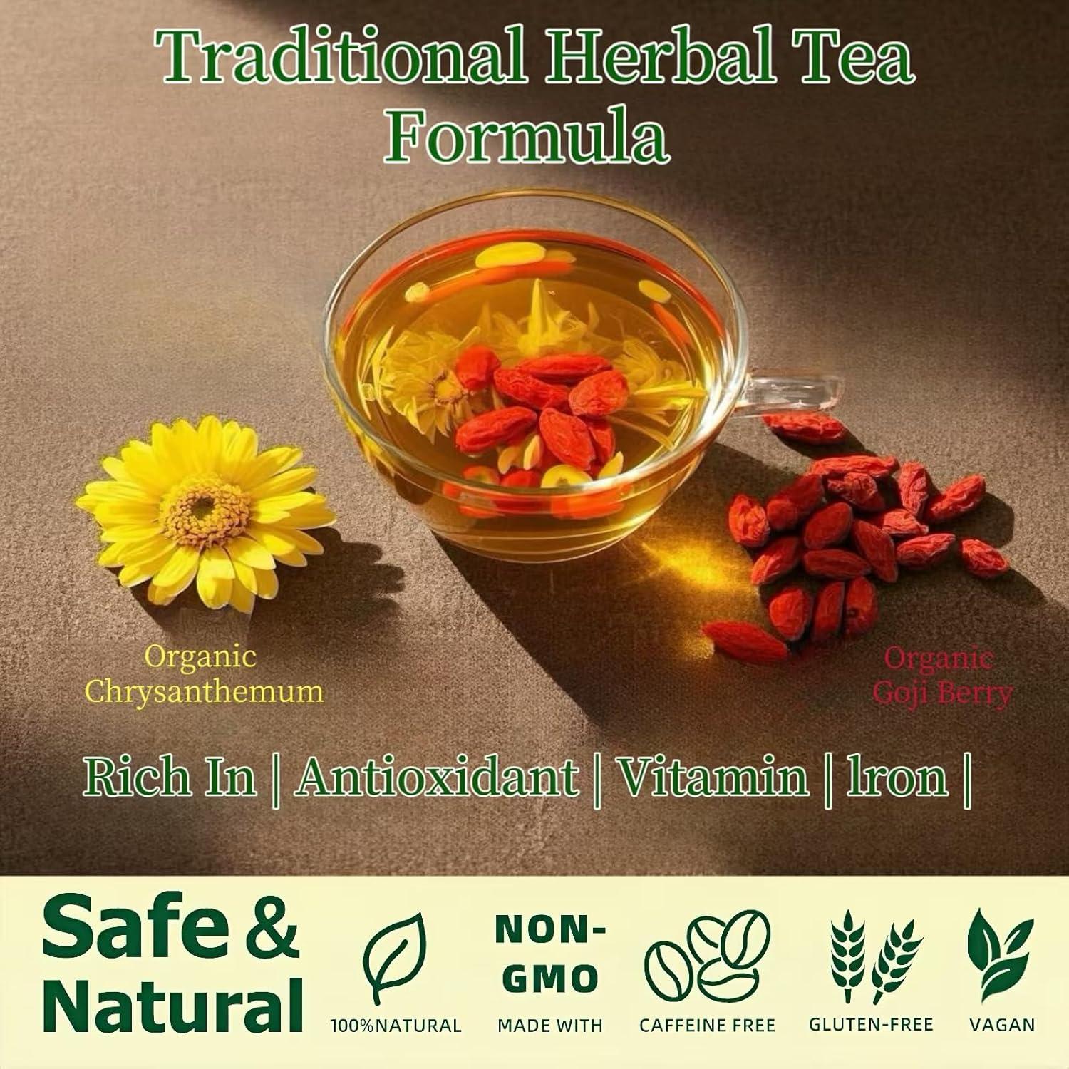 Té Herbal Eastrue de Goji y Crisantemo - 50 Bolsitas 100% Natural