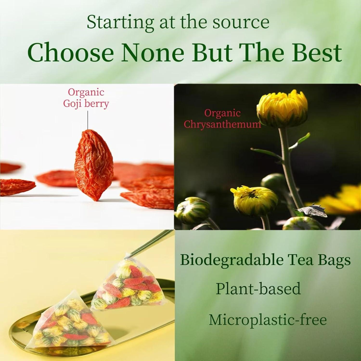 Té Herbal Eastrue de Goji y Crisantemo - 50 Bolsitas 100% Natural