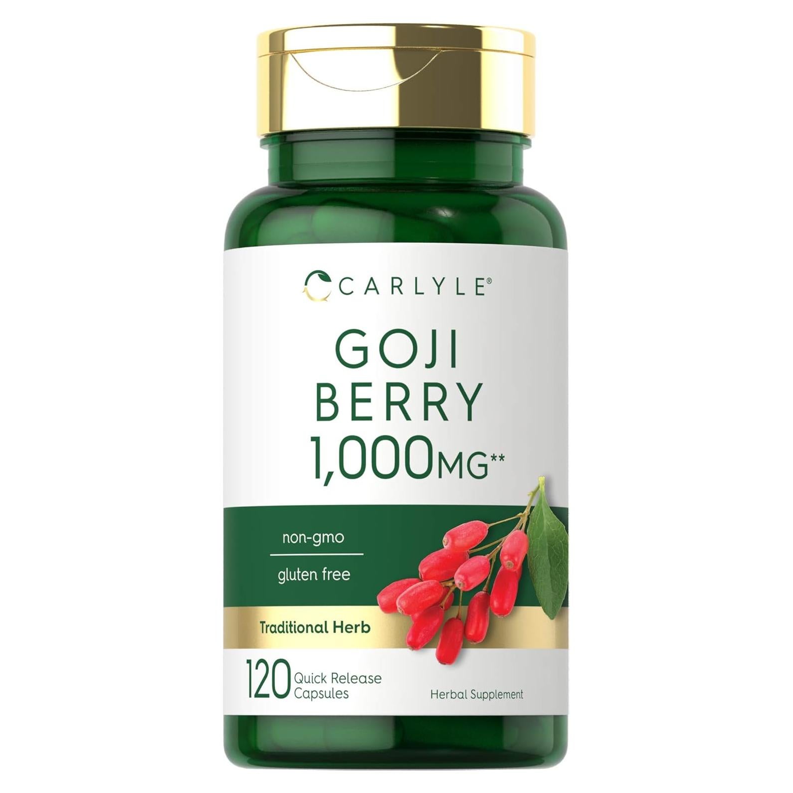 Cápsulas de Baya de Goji Carlyle 1000mg | 120 Unidades | Sin OGM
