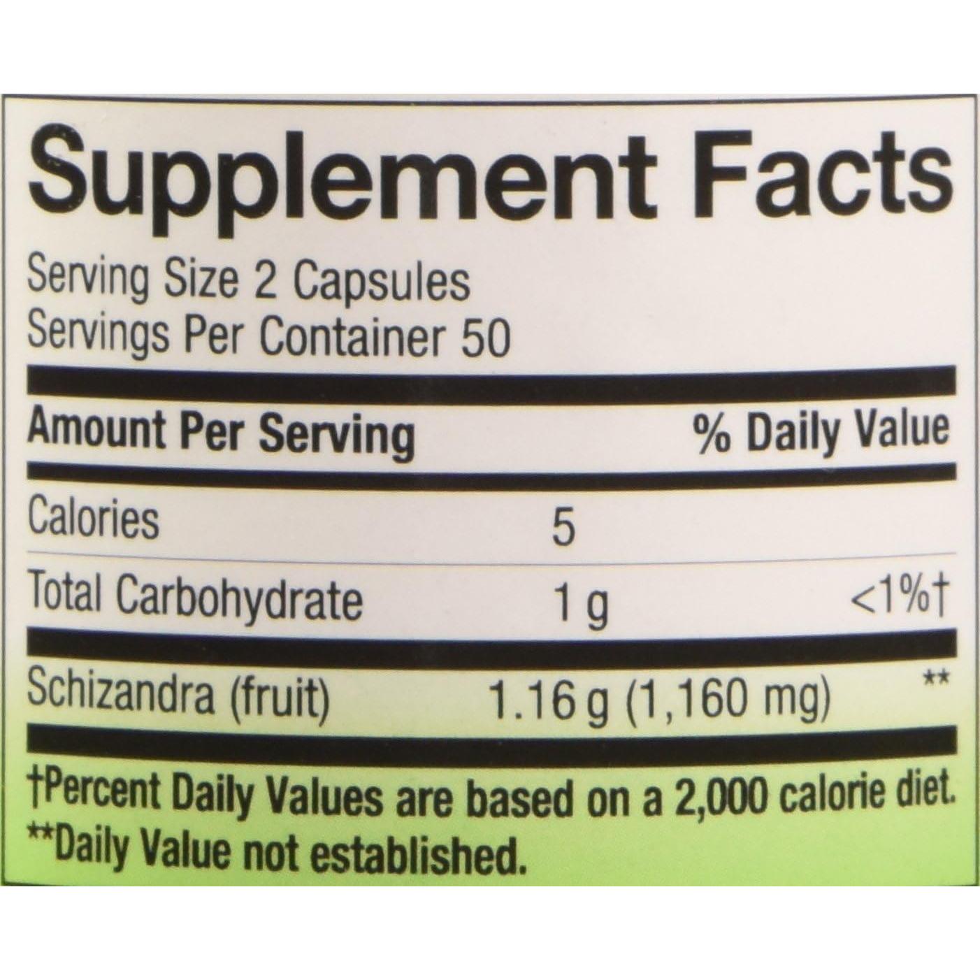 Cápsulas de Schizandra Nature's Way 100 Unidades (Paquete de 2)