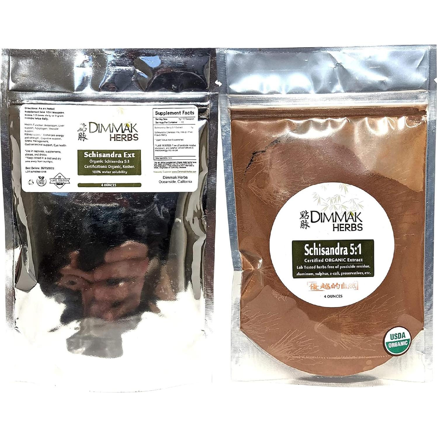 Extracto en polvo de Schisandra orgánica 5:1 113g Dimmak Herbs