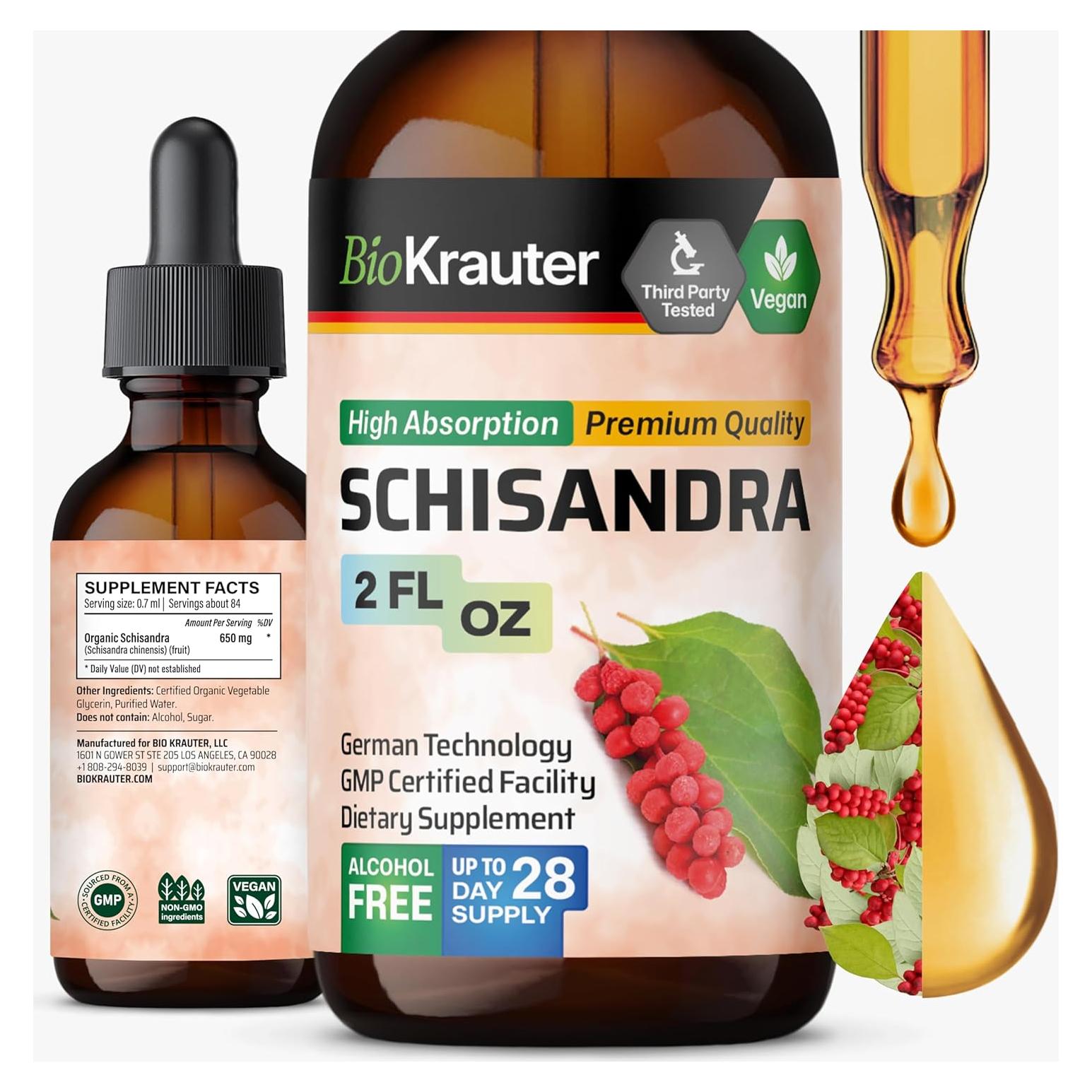 Gotas de Schisandra Bio Krauter 60 ml - Suplemento Natural Vegano