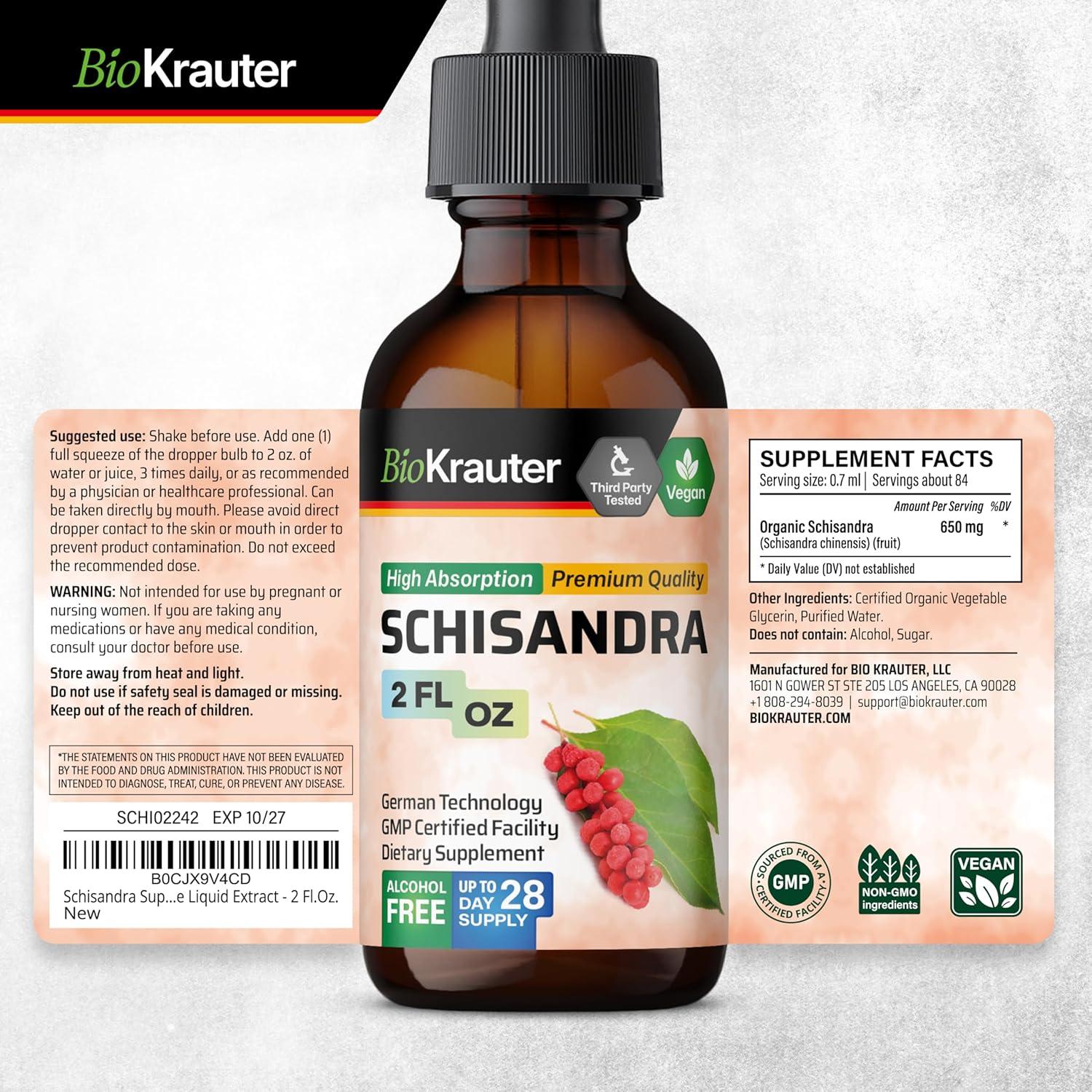 Gotas de Schisandra Bio Krauter 60 ml - Suplemento Natural Vegano