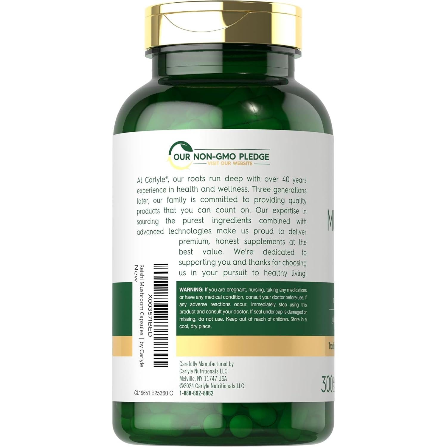 Suplemento Hongo Reishi Carlyle 5000mg 300 Cápsulas Sin OGM