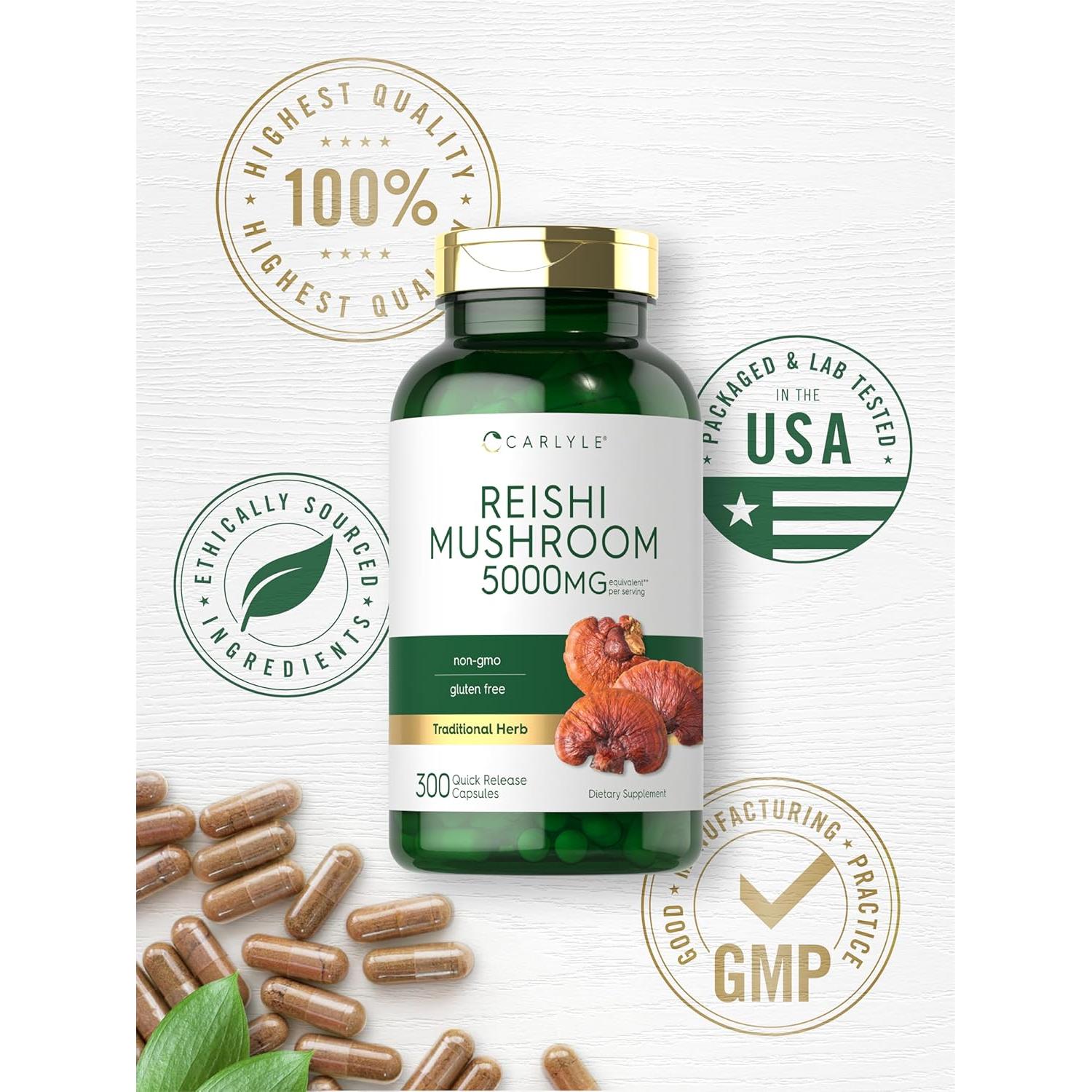 Suplemento Hongo Reishi Carlyle 5000mg 300 Cápsulas Sin OGM