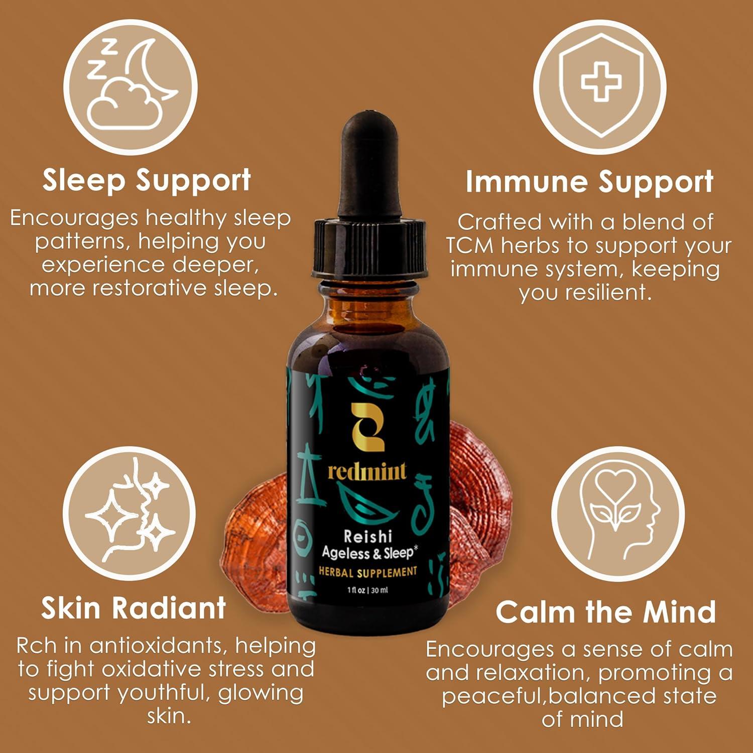 Tintura Herbal de Hongo Reishi Redmint 29.57 ml - Suplemento Natural