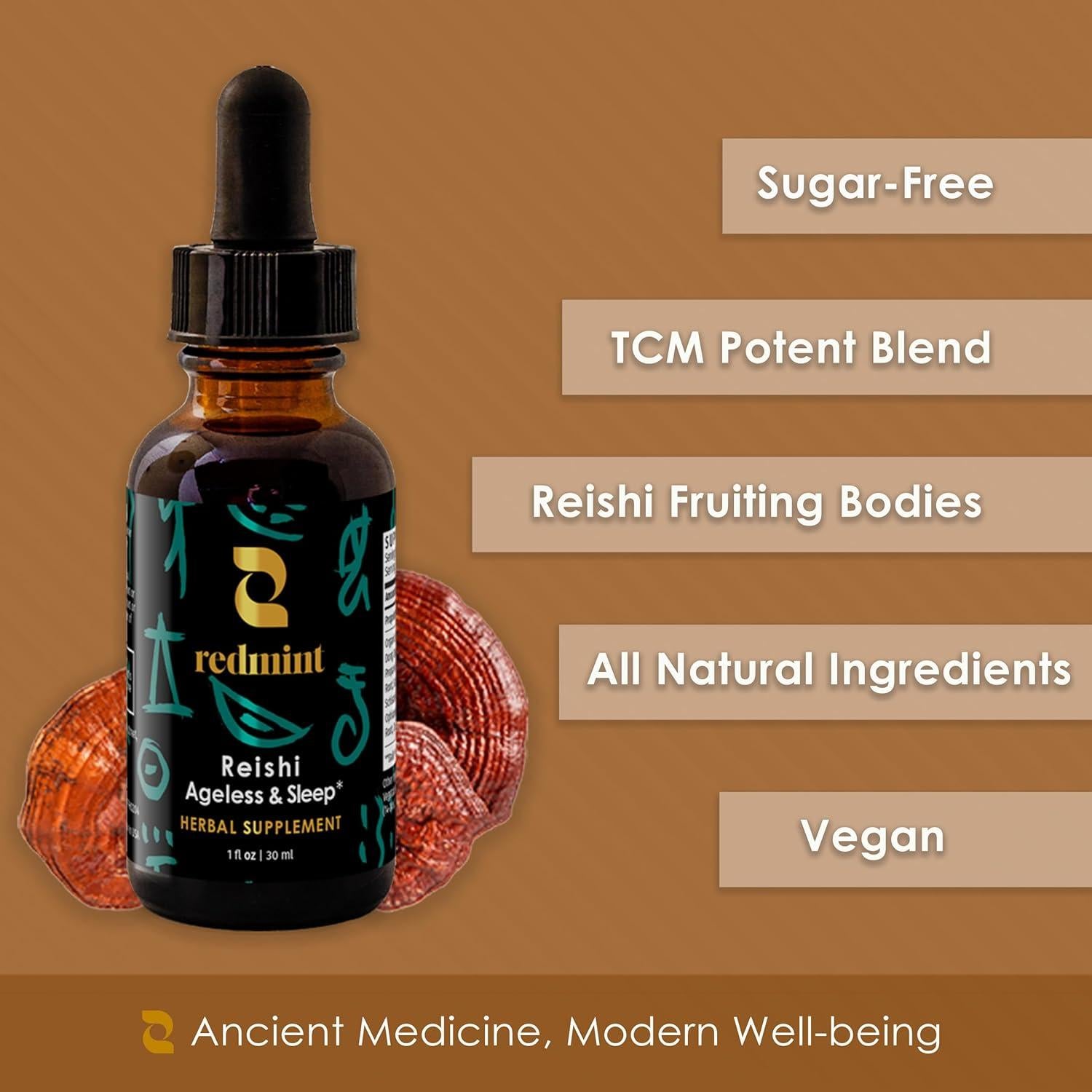 Tintura Herbal de Hongo Reishi Redmint 29.57 ml - Suplemento Natural