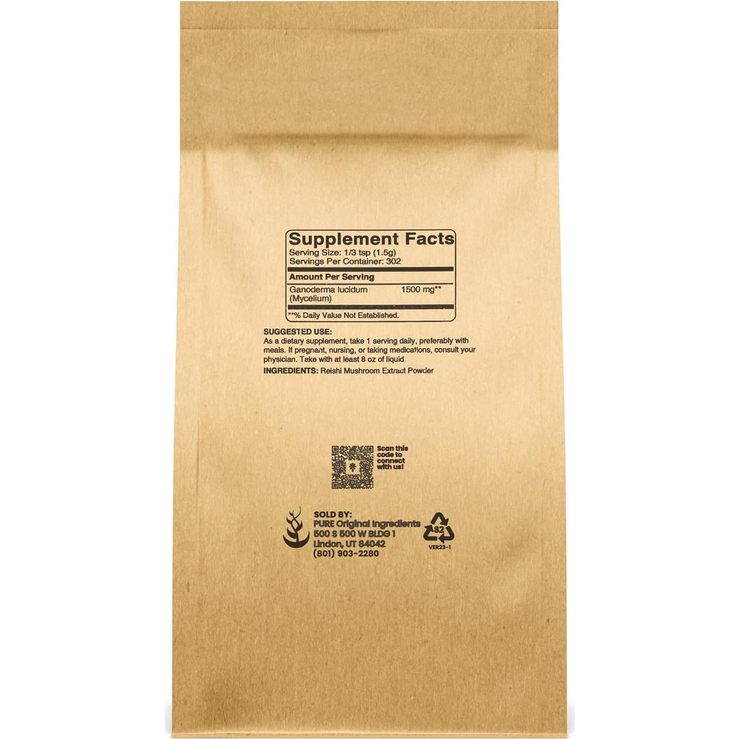 Hongo Reishi 450g Ingredientes Originales Puros Suplemento