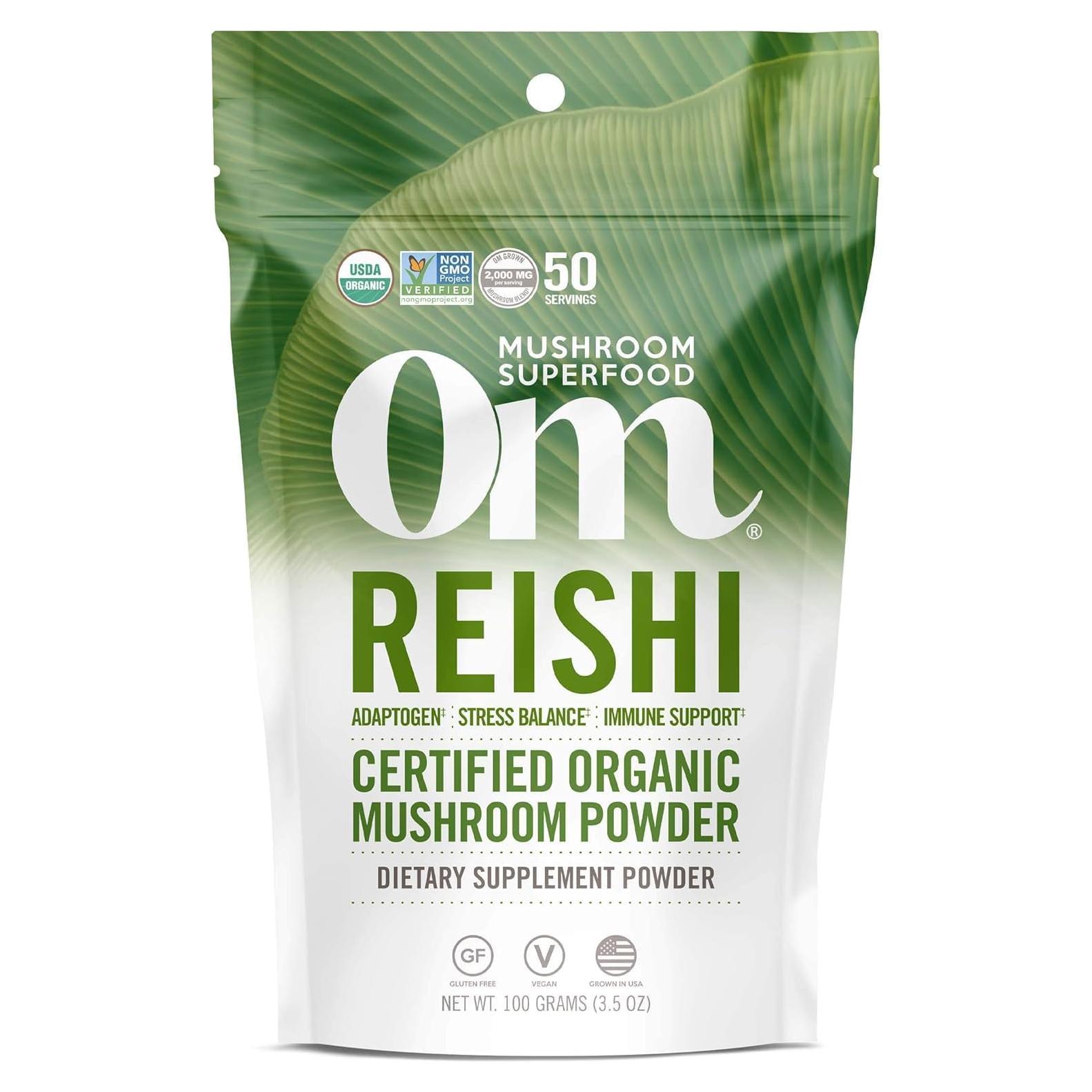 Polvo de Hongo Reishi Orgánico OM 99.22g - Adaptógeno Inmunológico