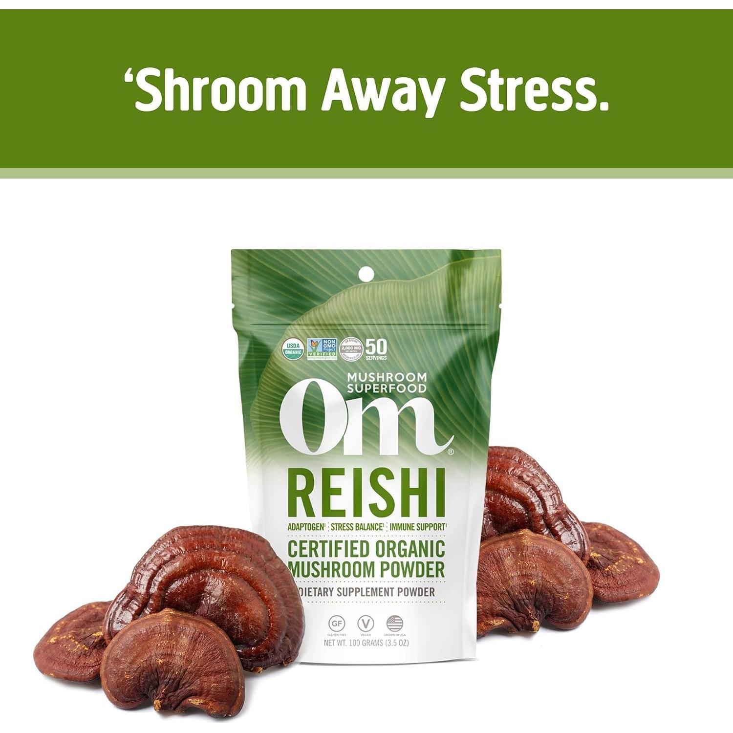 Polvo de Hongo Reishi Orgánico OM 99.22g - Adaptógeno Inmunológico