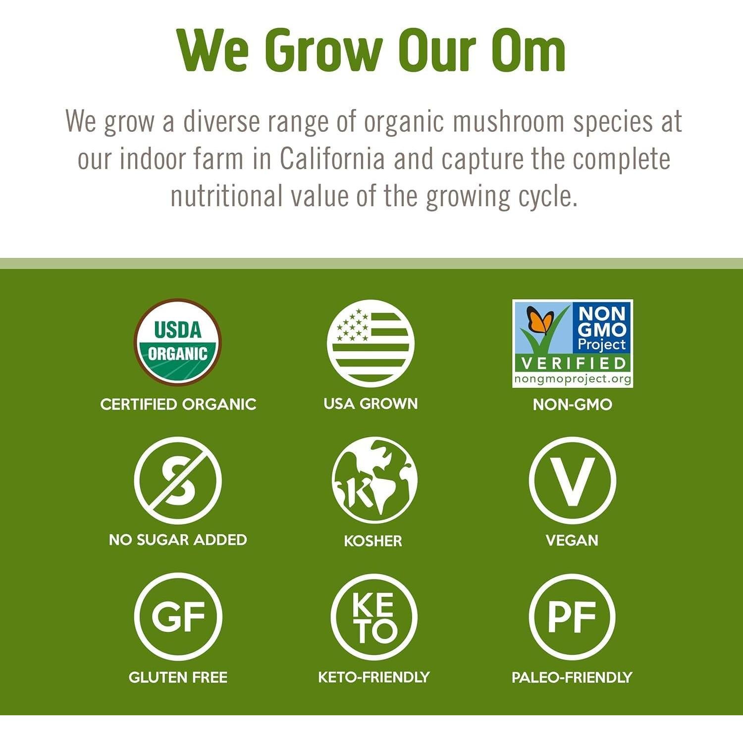 Polvo de Hongo Reishi Orgánico OM 99.22g - Adaptógeno Inmunológico