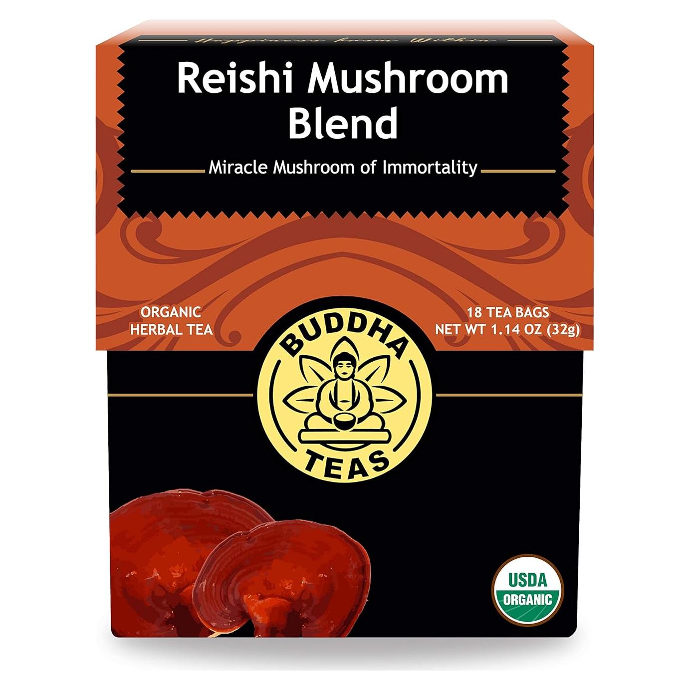 Té Herbal Orgánico Buddha Teas Champiñón Reishi 18 Bolsitas