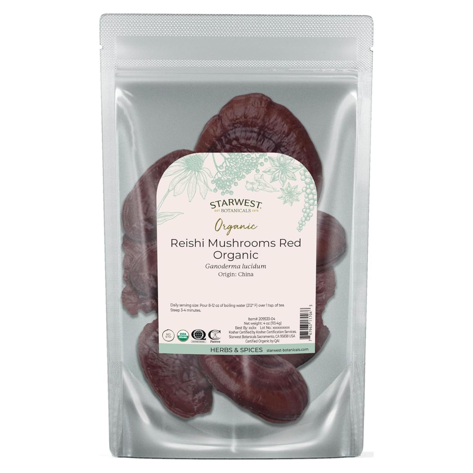 Champiñones Reishi Rojos Orgánicos Starwest 113 g - Ganoderma Lucidum