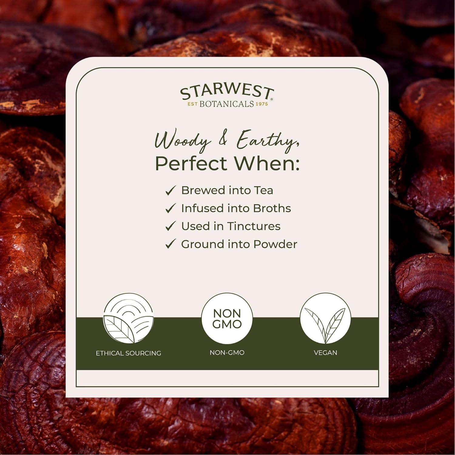 Champiñones Reishi Rojos Orgánicos Starwest 113 g - Ganoderma Lucidum