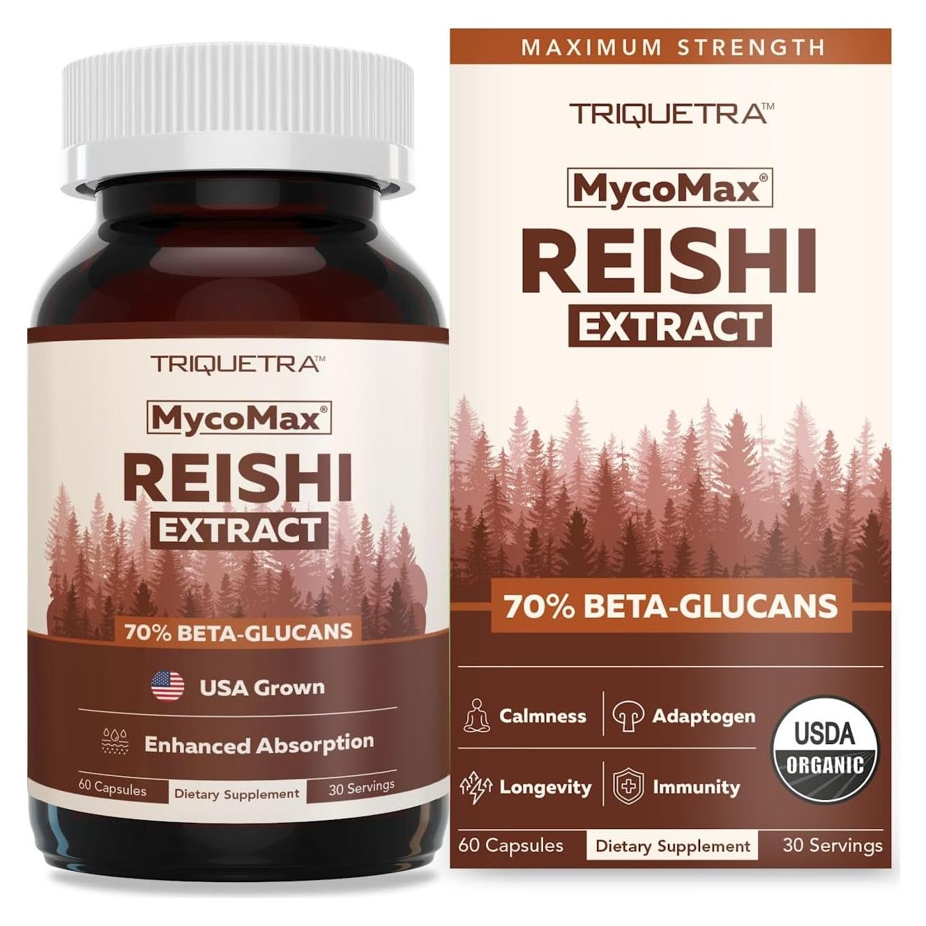 Cápsulas de Hongo Reishi Orgánico Triquetra Health 60 Unidades