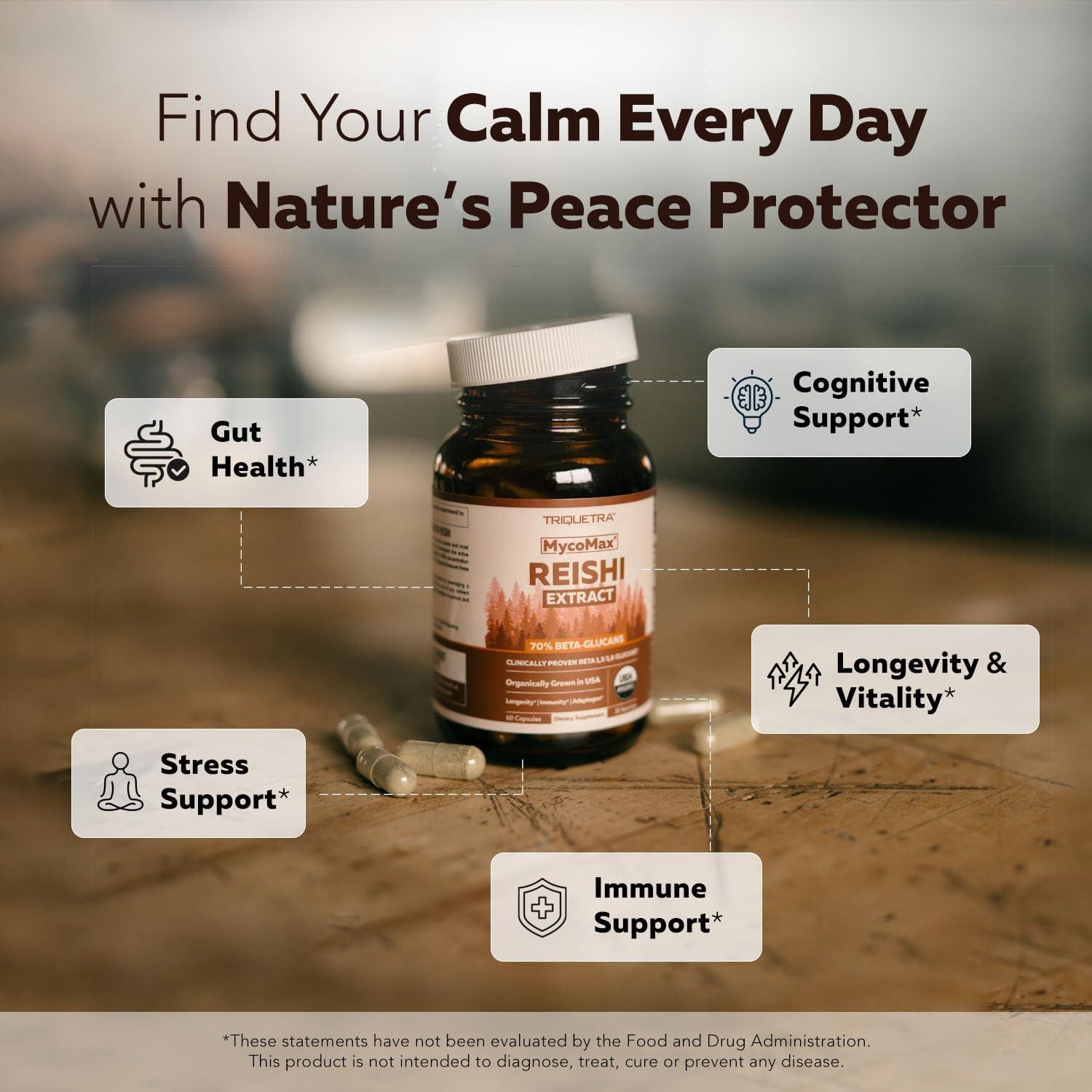 Cápsulas de Hongo Reishi Orgánico Triquetra Health 60 Unidades