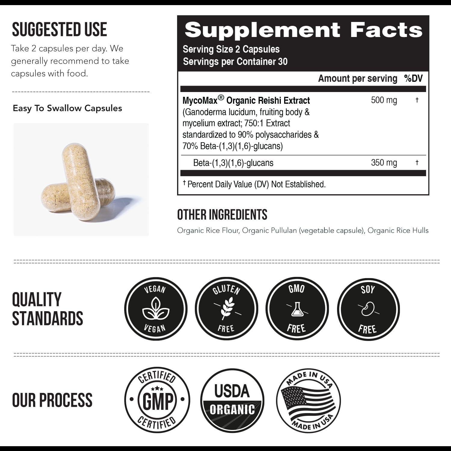 Cápsulas de Hongo Reishi Orgánico Triquetra Health 60 Unidades