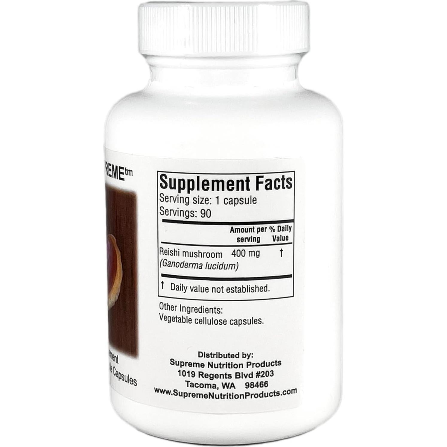 Cápsulas Vegetarianas de Hongo Reishi Puro Nutrición Suprema 90 Unidades