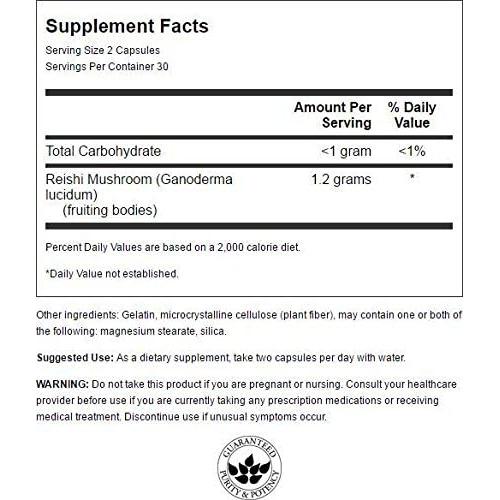 Suplemento Hongo Reishi Swanson 600mg 60 Cápsulas Inmunidad