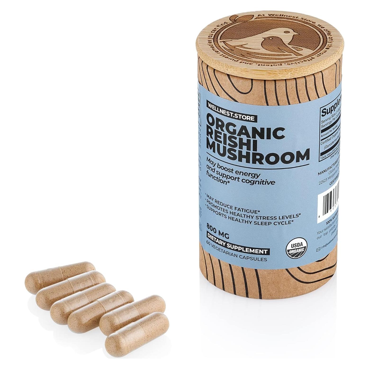 Suplemento de Hongo Reishi Orgánico 60 Cápsulas - Ganoderma