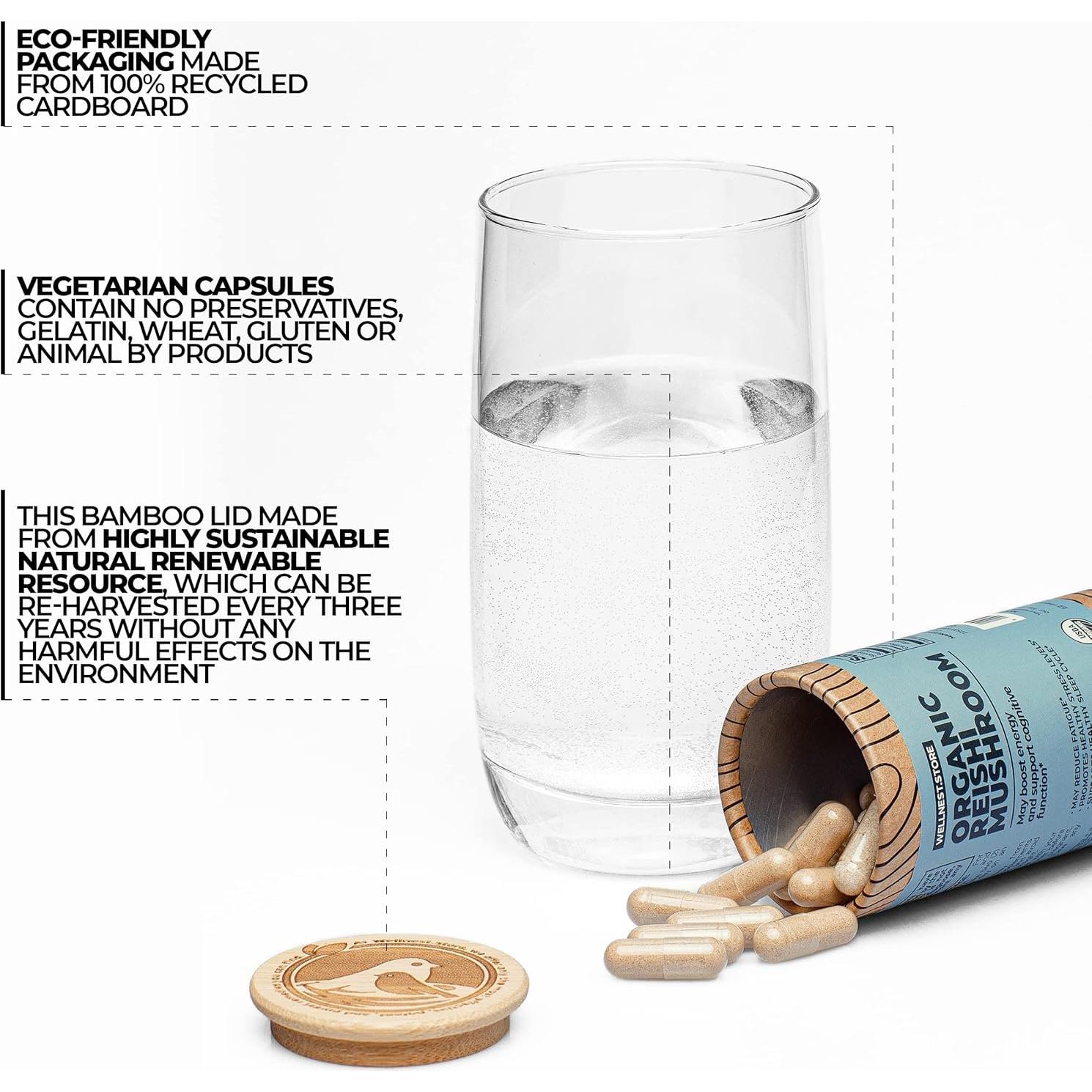 Suplemento de Hongo Reishi Orgánico 60 Cápsulas - Ganoderma