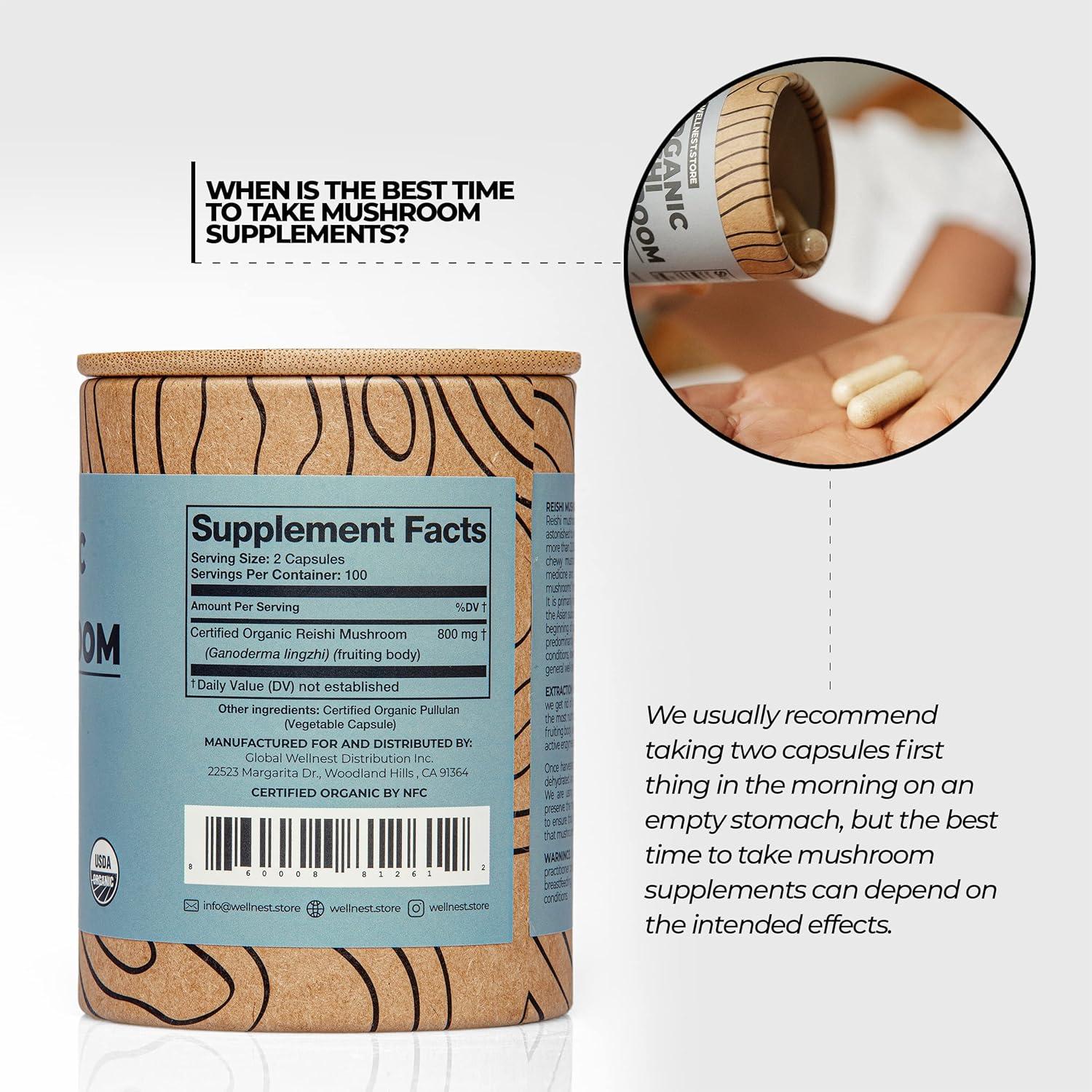 Suplemento de Hongo Reishi Orgánico 60 Cápsulas - Ganoderma