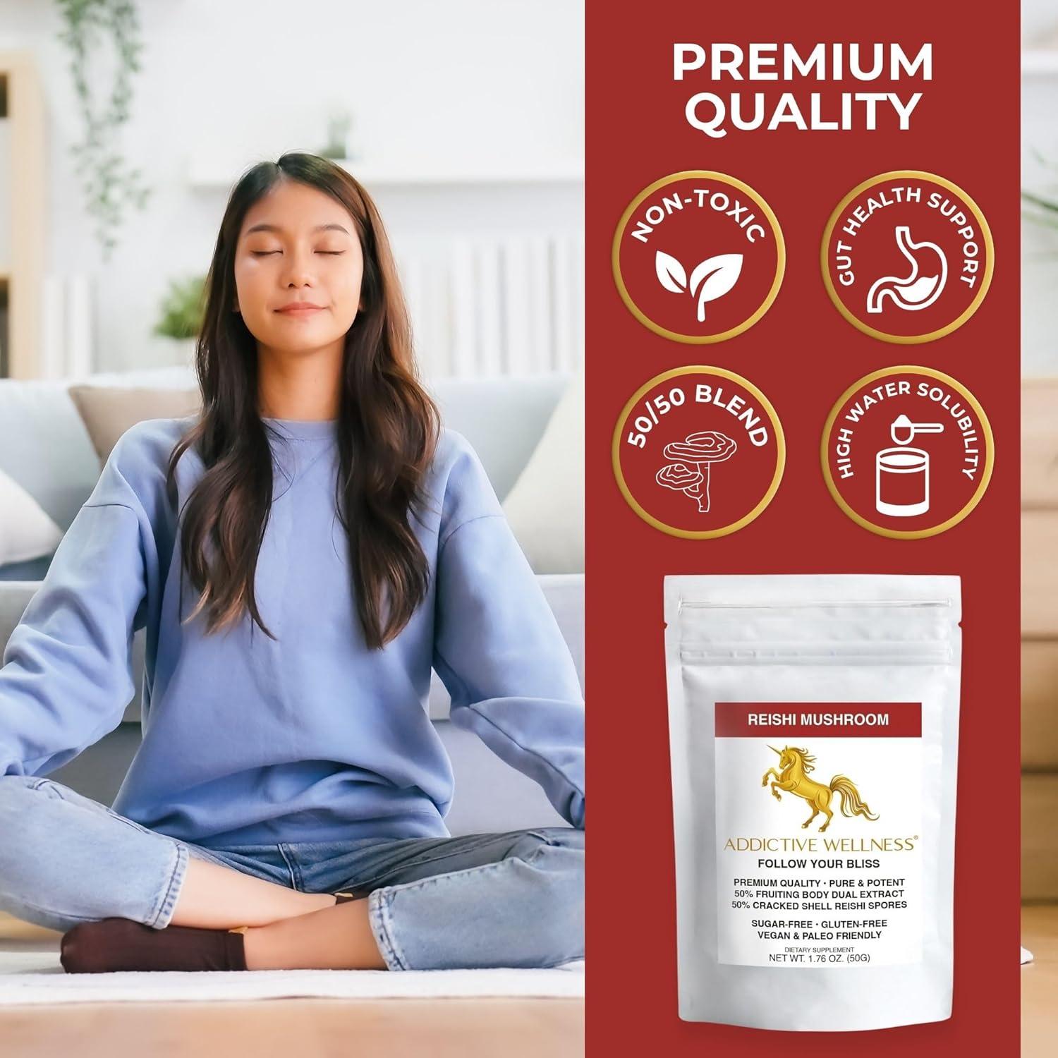 Polvo de Extracto de Hongo Reishi Addictive Wellness 50g