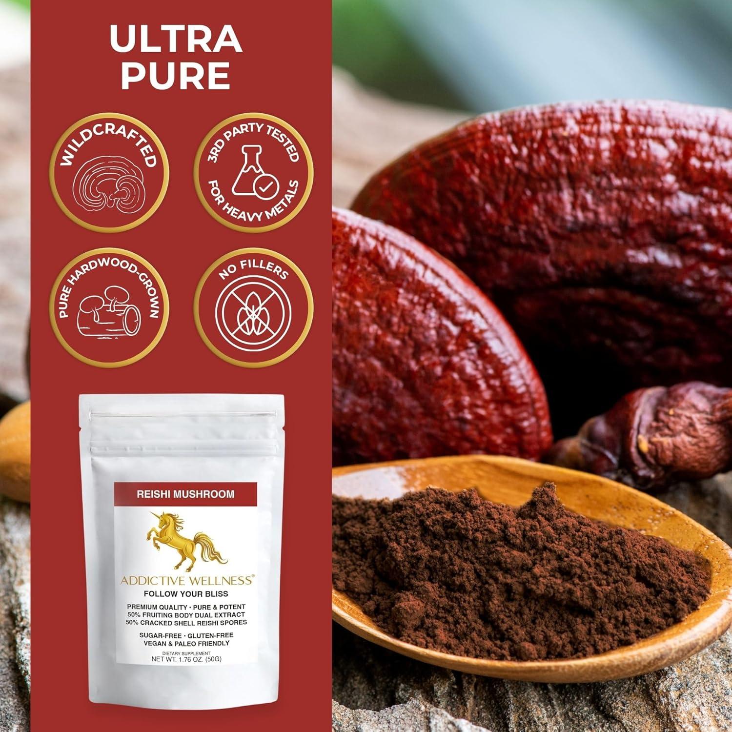 Polvo de Extracto de Hongo Reishi Addictive Wellness 50g