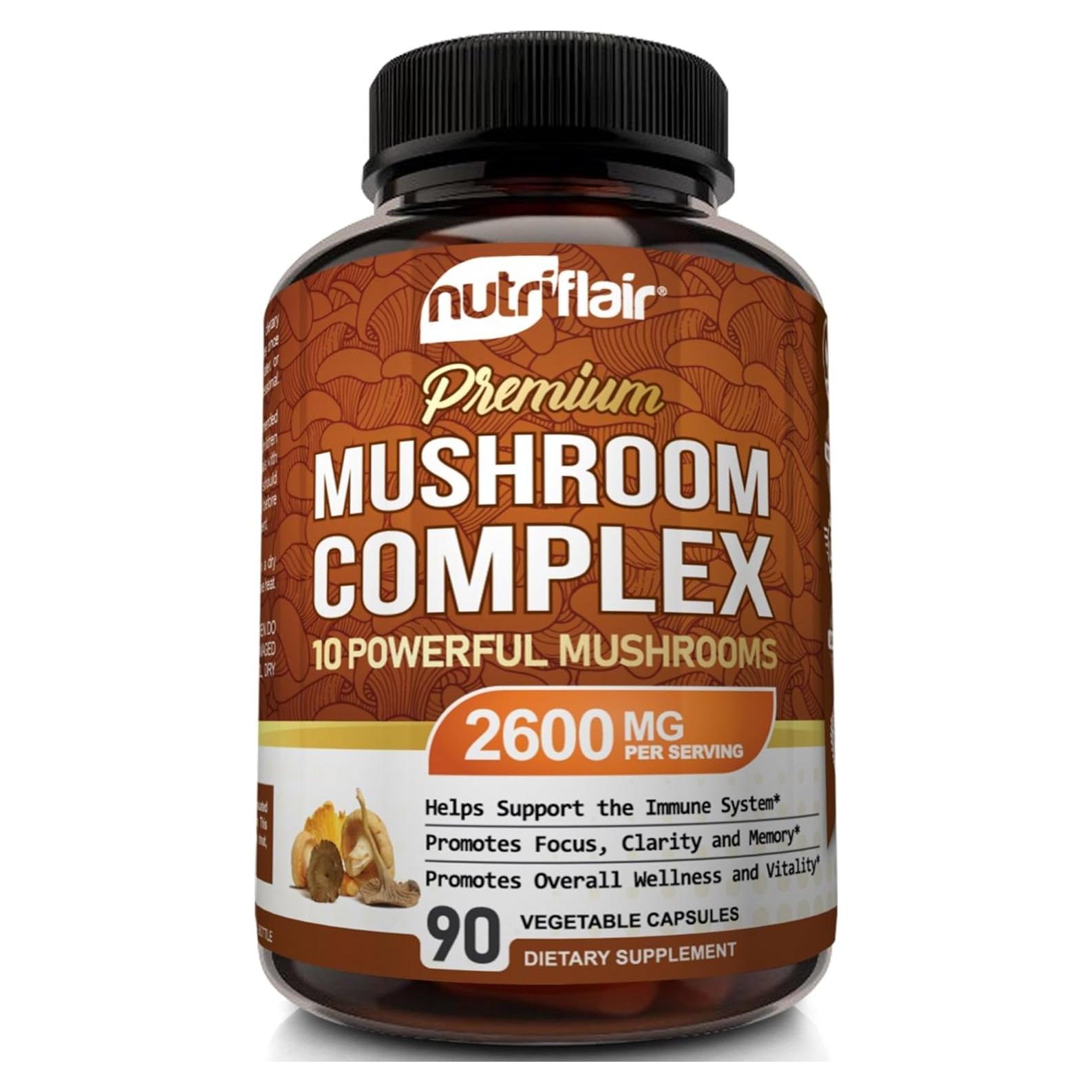 Suplemento de Hongos NutriFlair 2600mg - 90 Cápsulas Veganas