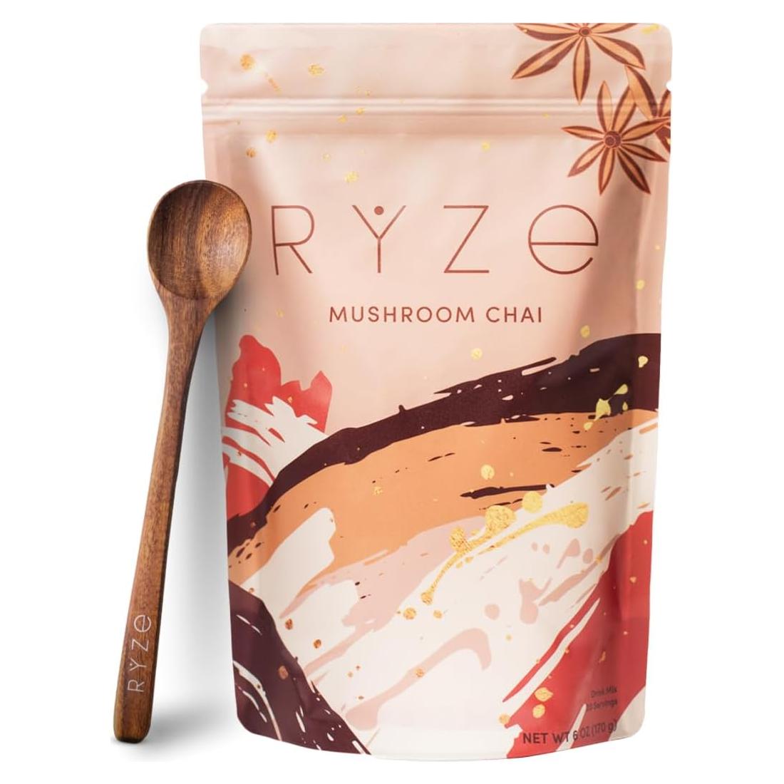 Chai de Champiñones RYZE con 6 Champiñones Adaptogénicos 20 Porciones