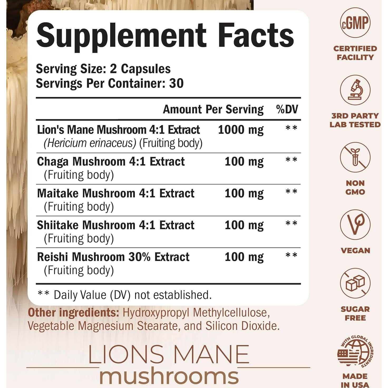 Cápsulas Veganas de Melena de León Vimerson Health 60 Unidades