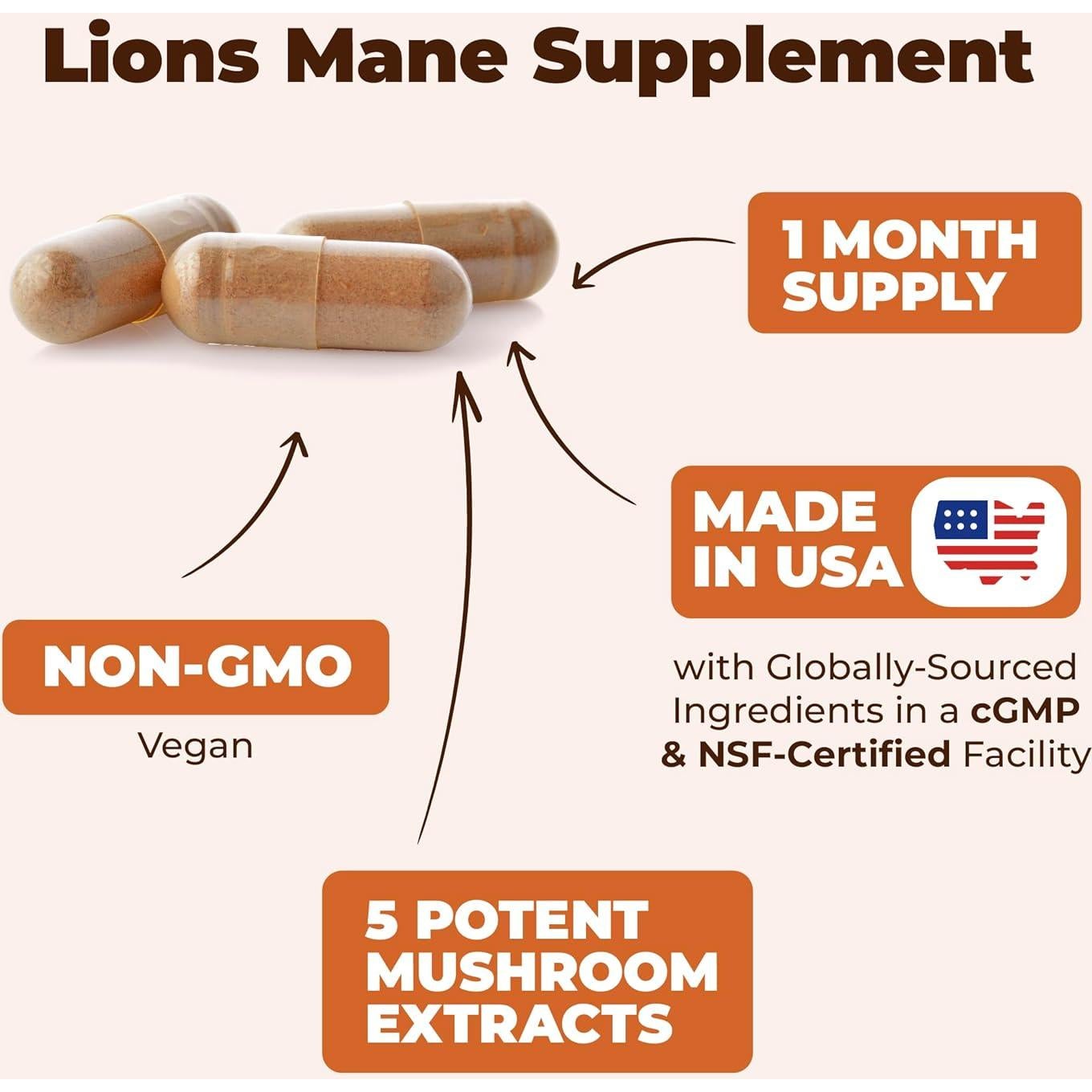 Cápsulas Veganas de Melena de León Vimerson Health 60 Unidades