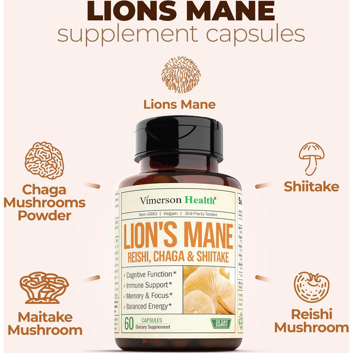 Cápsulas Veganas de Melena de León Vimerson Health 60 Unidades