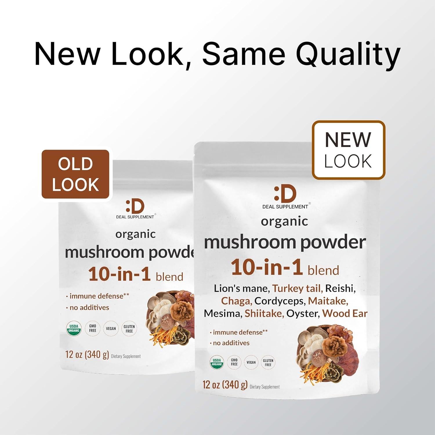 Suplemento Deal Polvo de Hongo Orgánico 340g 10 en 1 Energía Salud