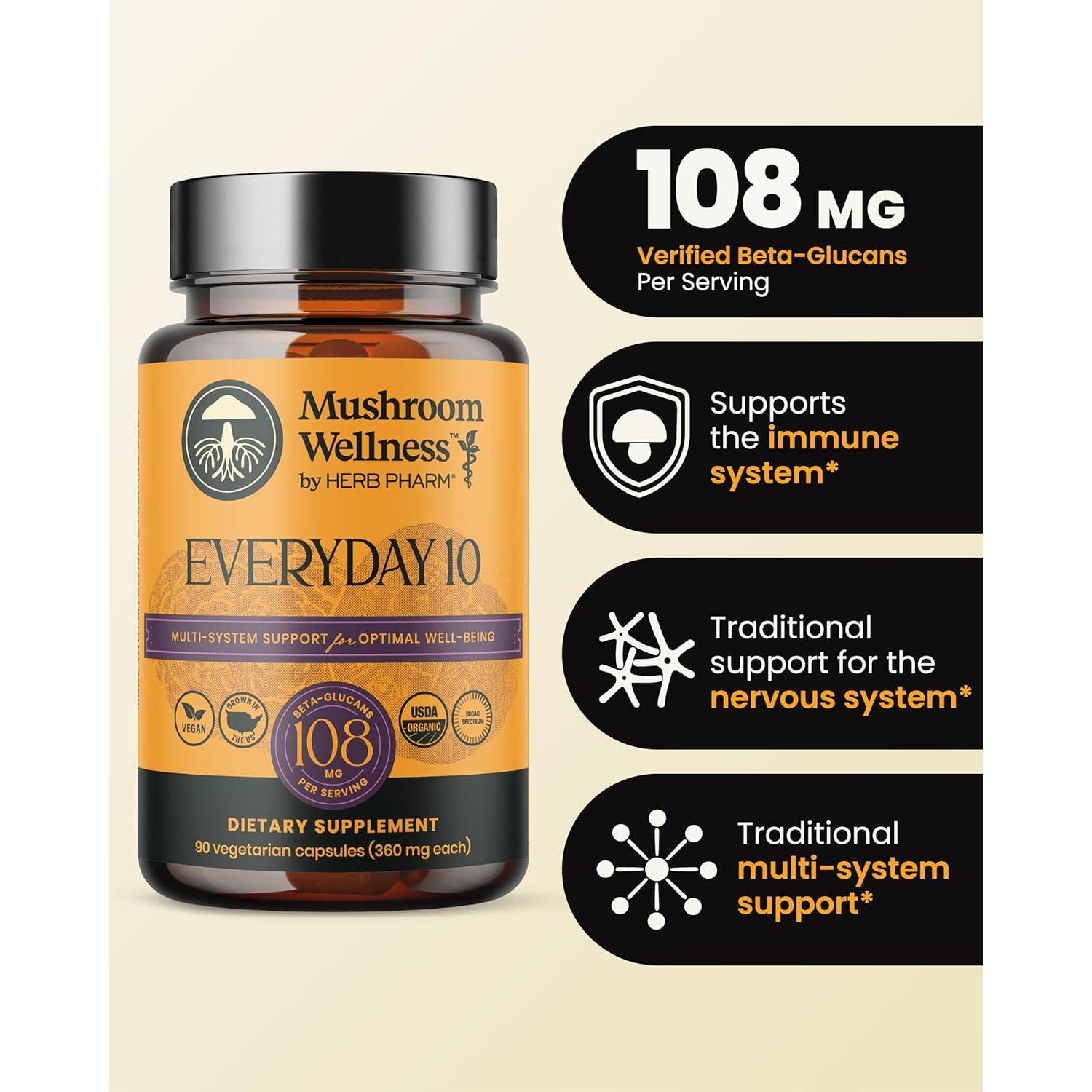 Cápsulas Orgánicas Everyday 10 Mushroom Wellness - 90 Unidades