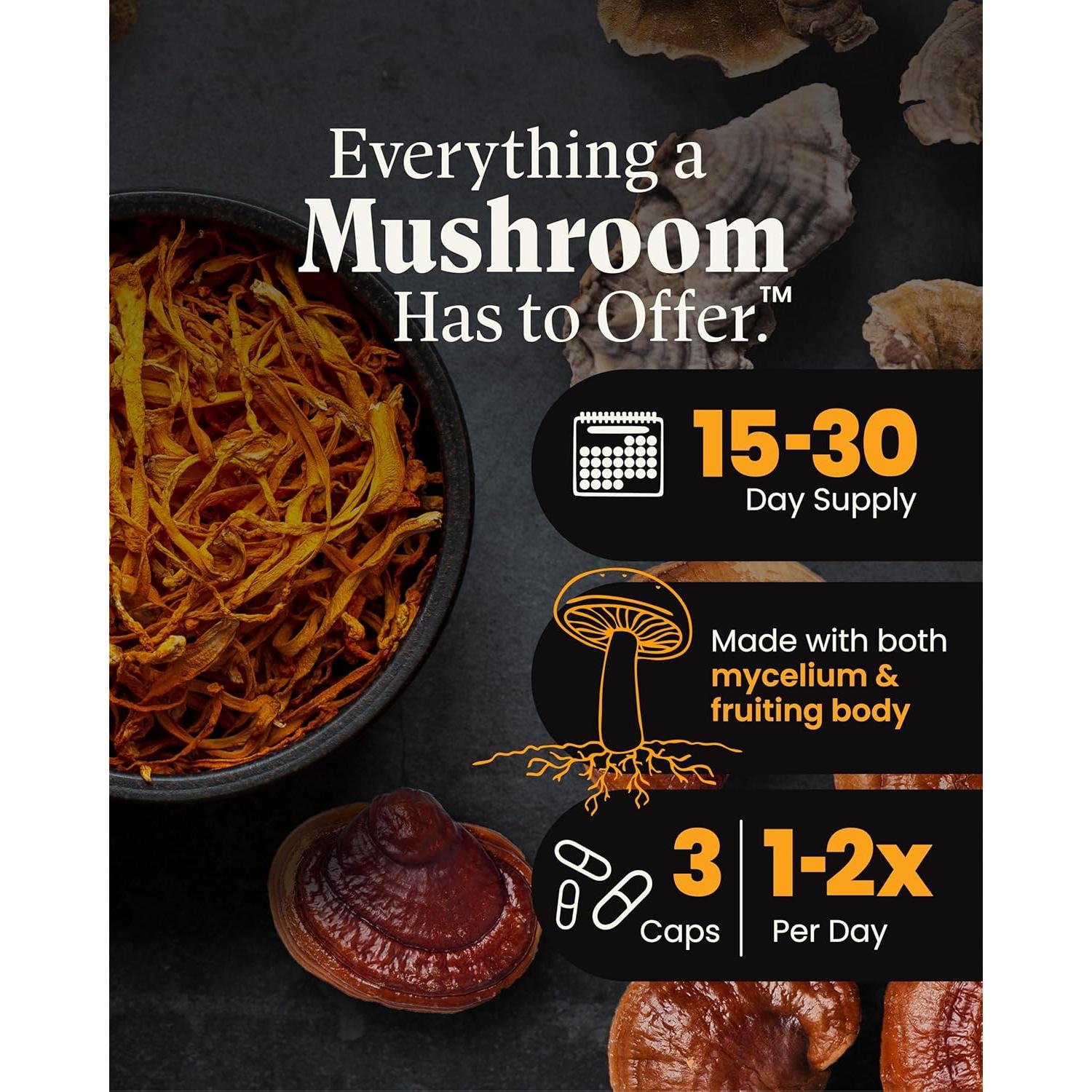 Cápsulas Orgánicas Everyday 10 Mushroom Wellness - 90 Unidades