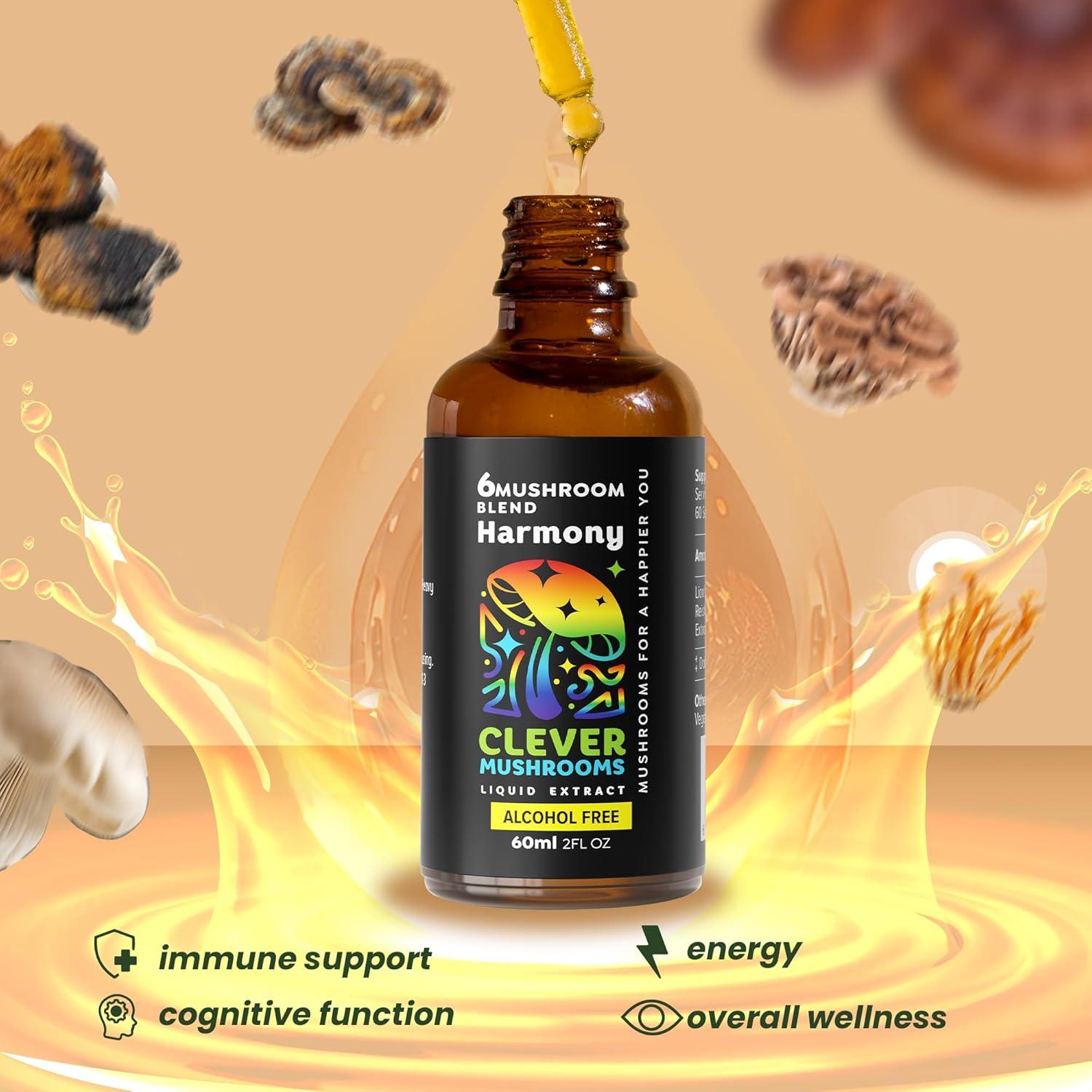 Extracto Líquido de 6 Hongos Clever Mushrooms 59ml - Energía y Inmunidad