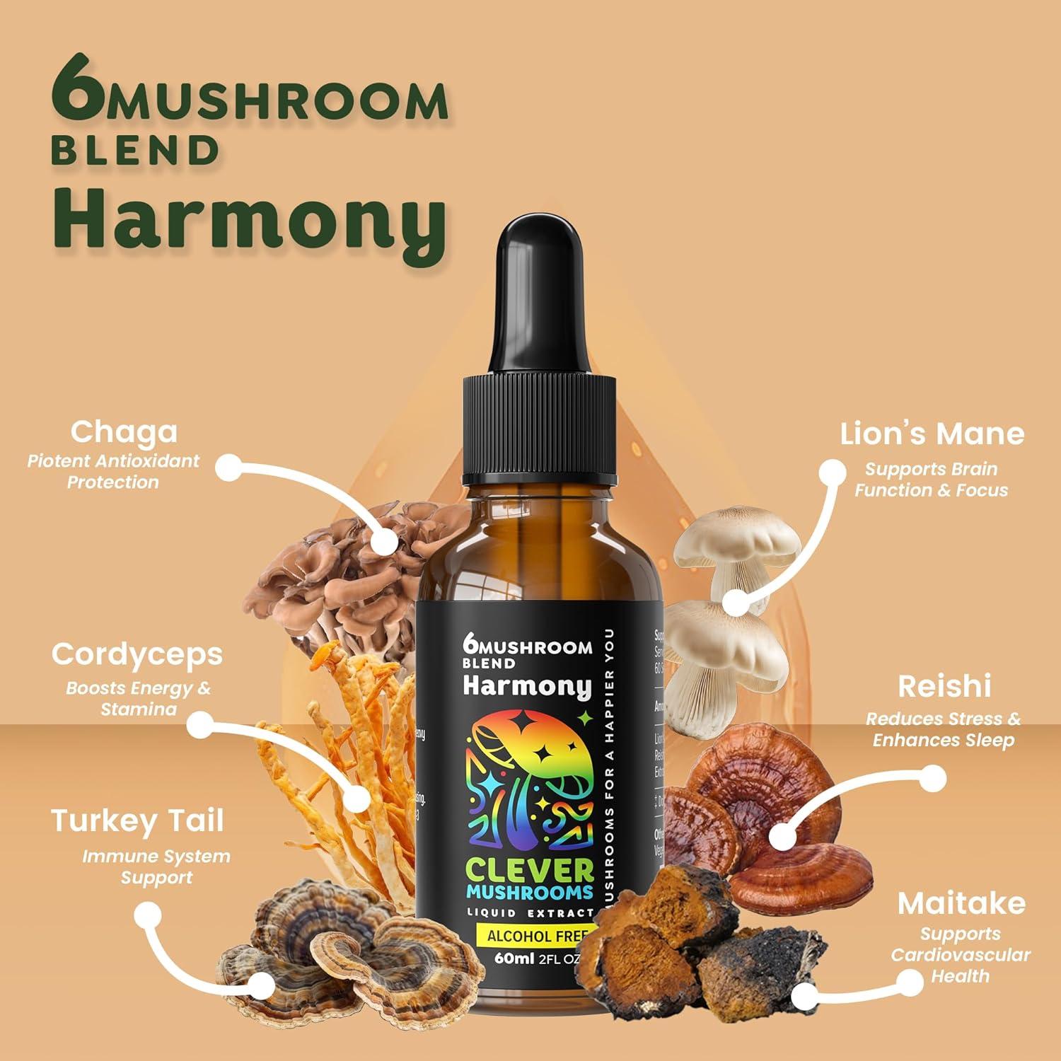Extracto Líquido de 6 Hongos Clever Mushrooms 59ml - Energía y Inmunidad