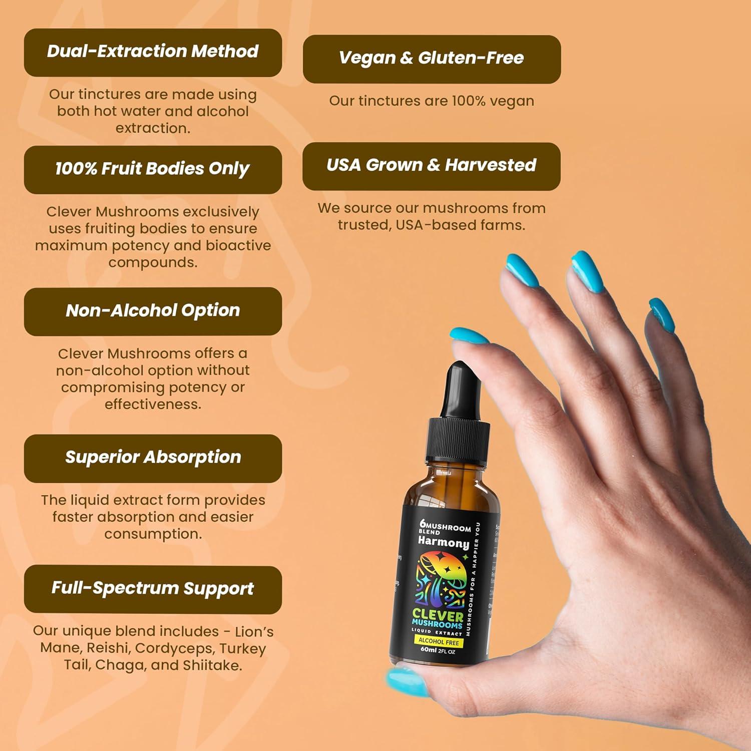 Extracto Líquido de 6 Hongos Clever Mushrooms 59ml - Energía y Inmunidad