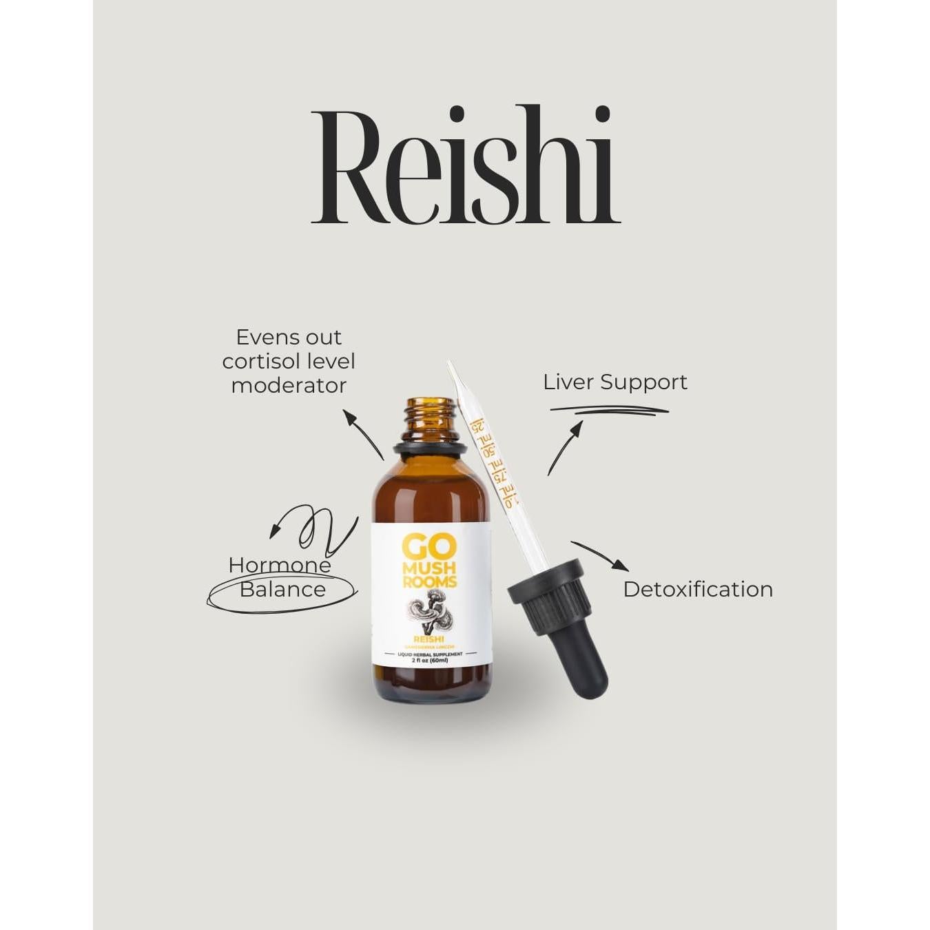 Tintura de Hongo Reishi GO Mushrooms 60 Porciones 60ml