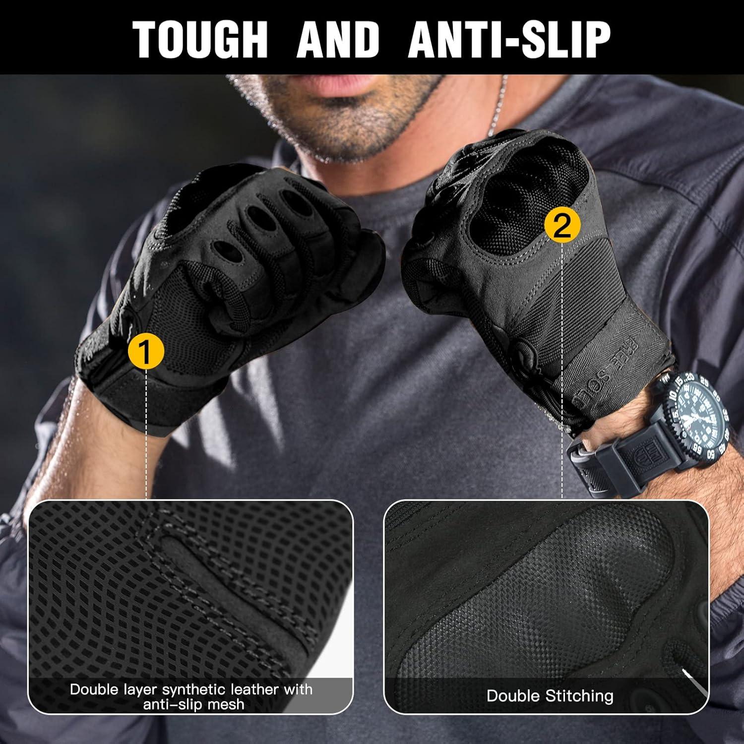 Guantes Tácticos Free Soldier para Hombres - Negro, Protección y Agarre