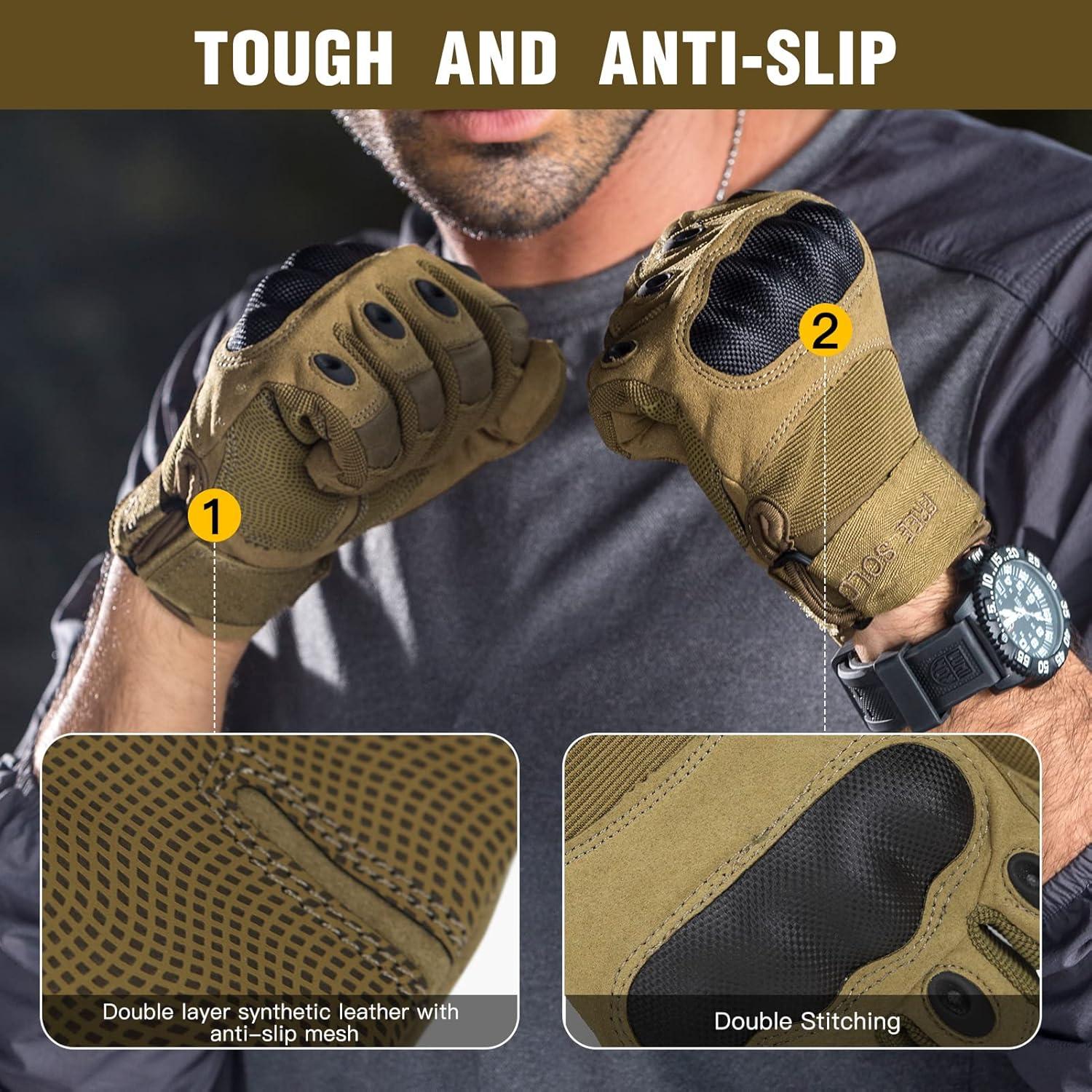 Guantes Tácticos Free Soldier para Hombres - Negro y Beige