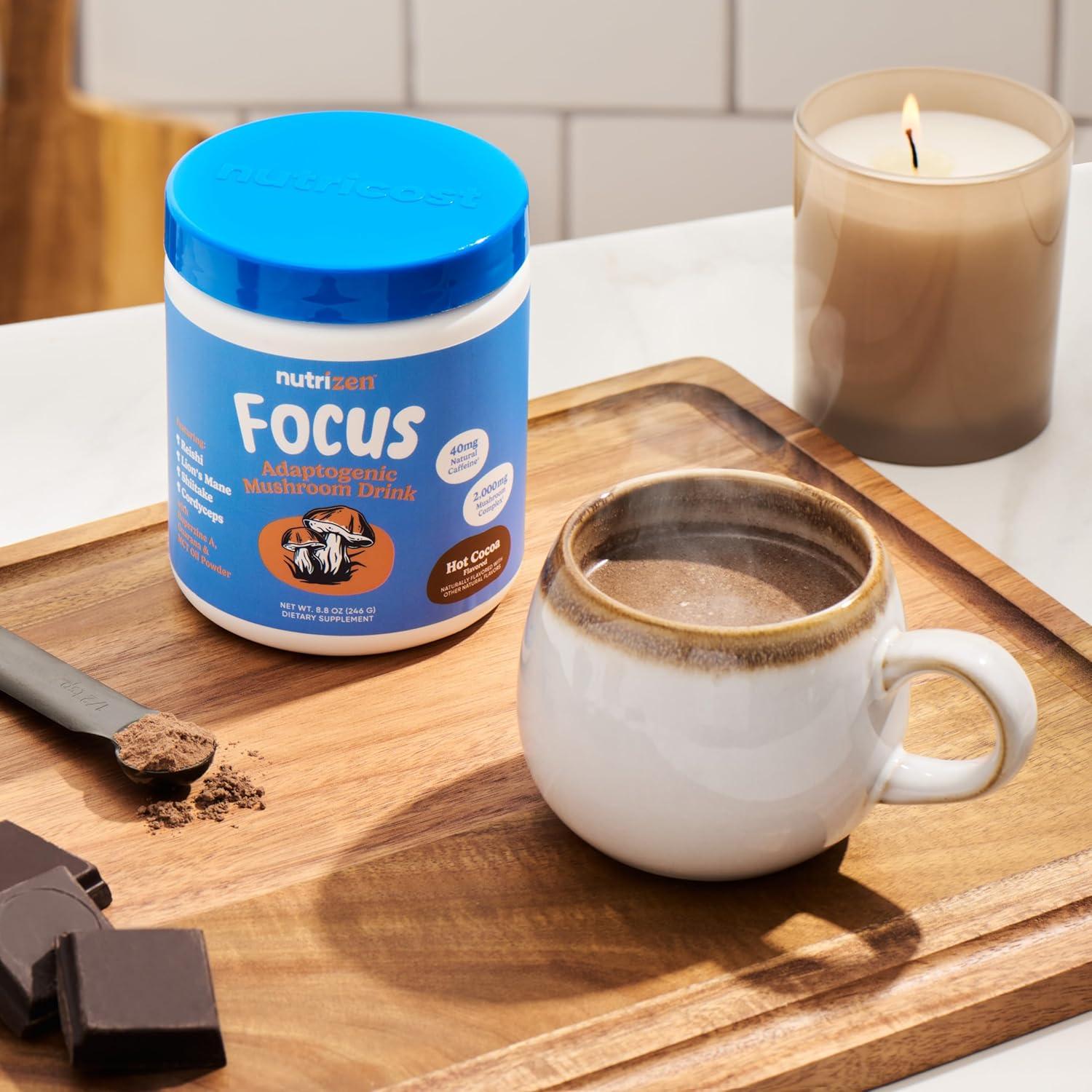 Bebida de Champiñones Adaptógenos Nutrizen Focus 30 Porciones Chocolate Caliente