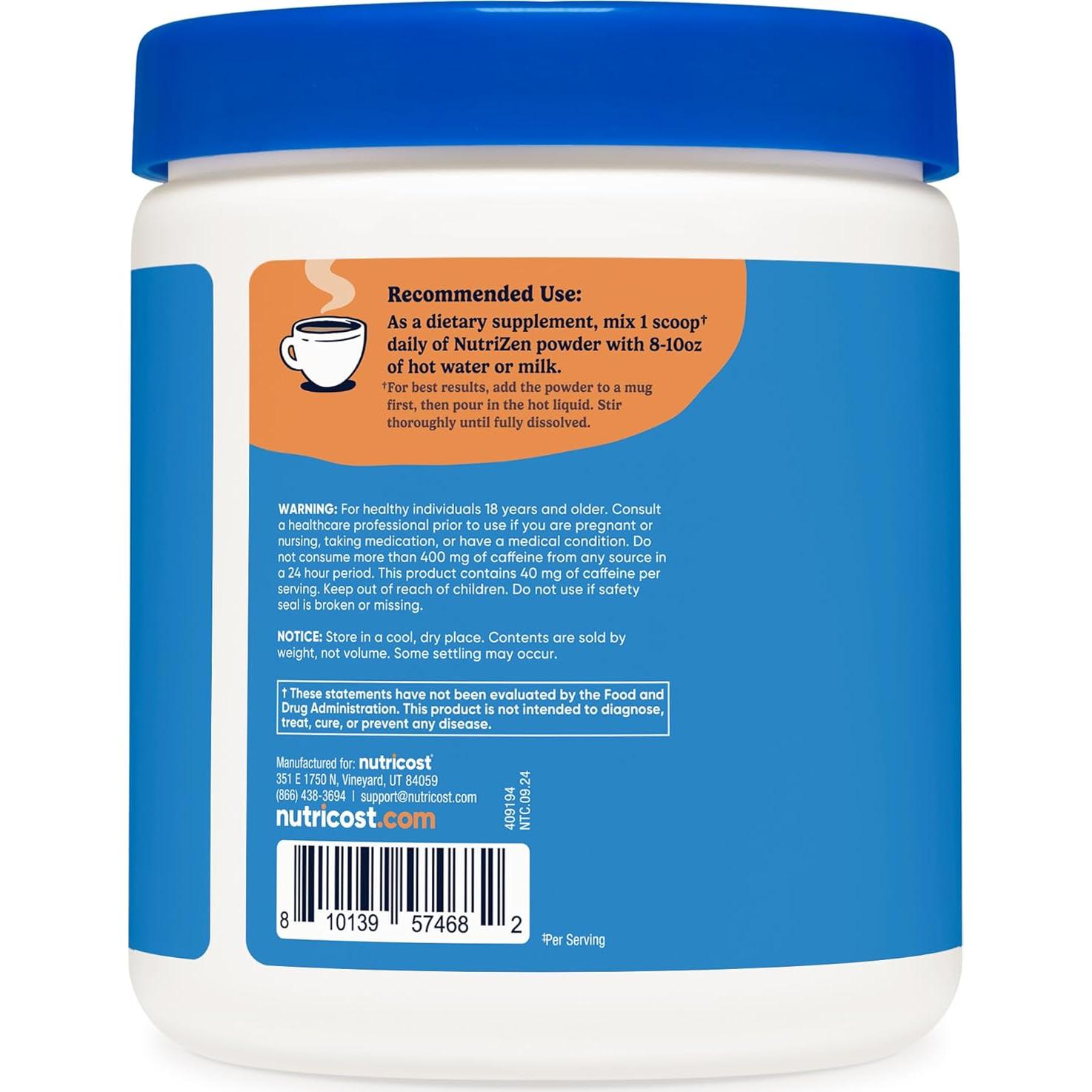 Bebida de Champiñones Adaptógenos Nutrizen Focus 30 Porciones Chocolate Caliente