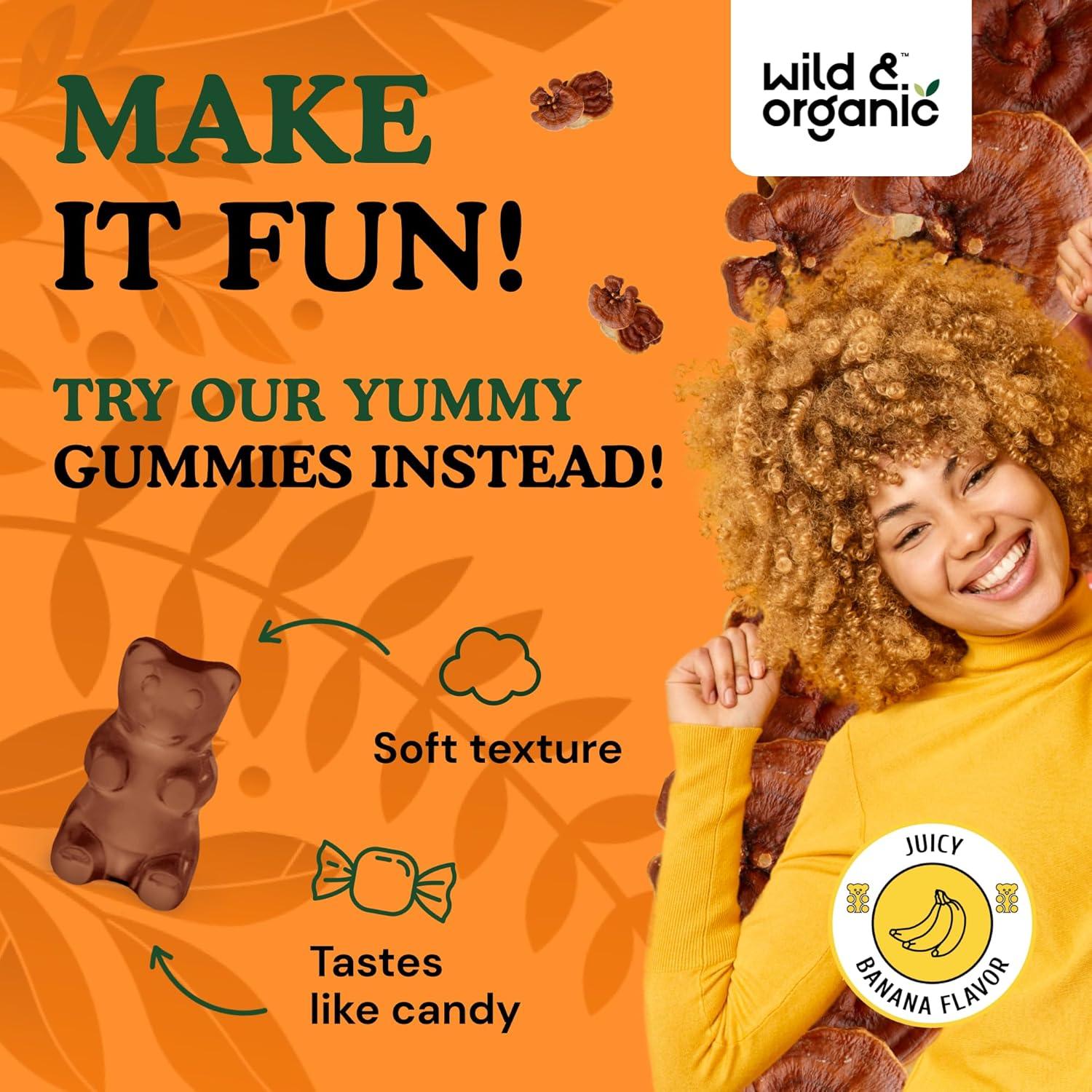 Gomitas de Hongo Reishi Silvestre y Orgánico 1000 mg - 60 Masticables